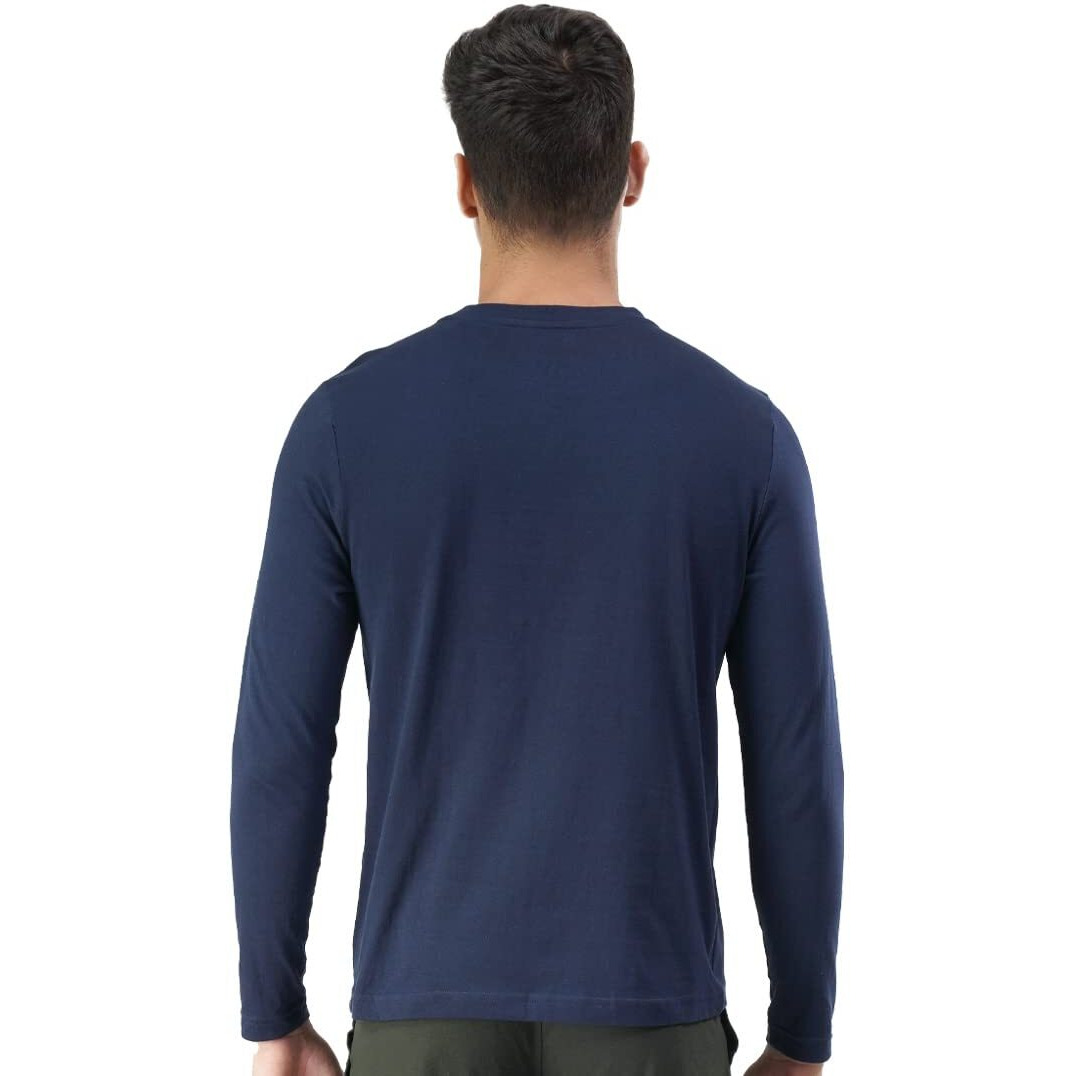 U.S. POLO ASSN. Men Pure Cotton Long Sleeve Solid I693 Crew Neck, Regular, Sweat Shirt T-Shirt - Pack of 1 (Navy L)