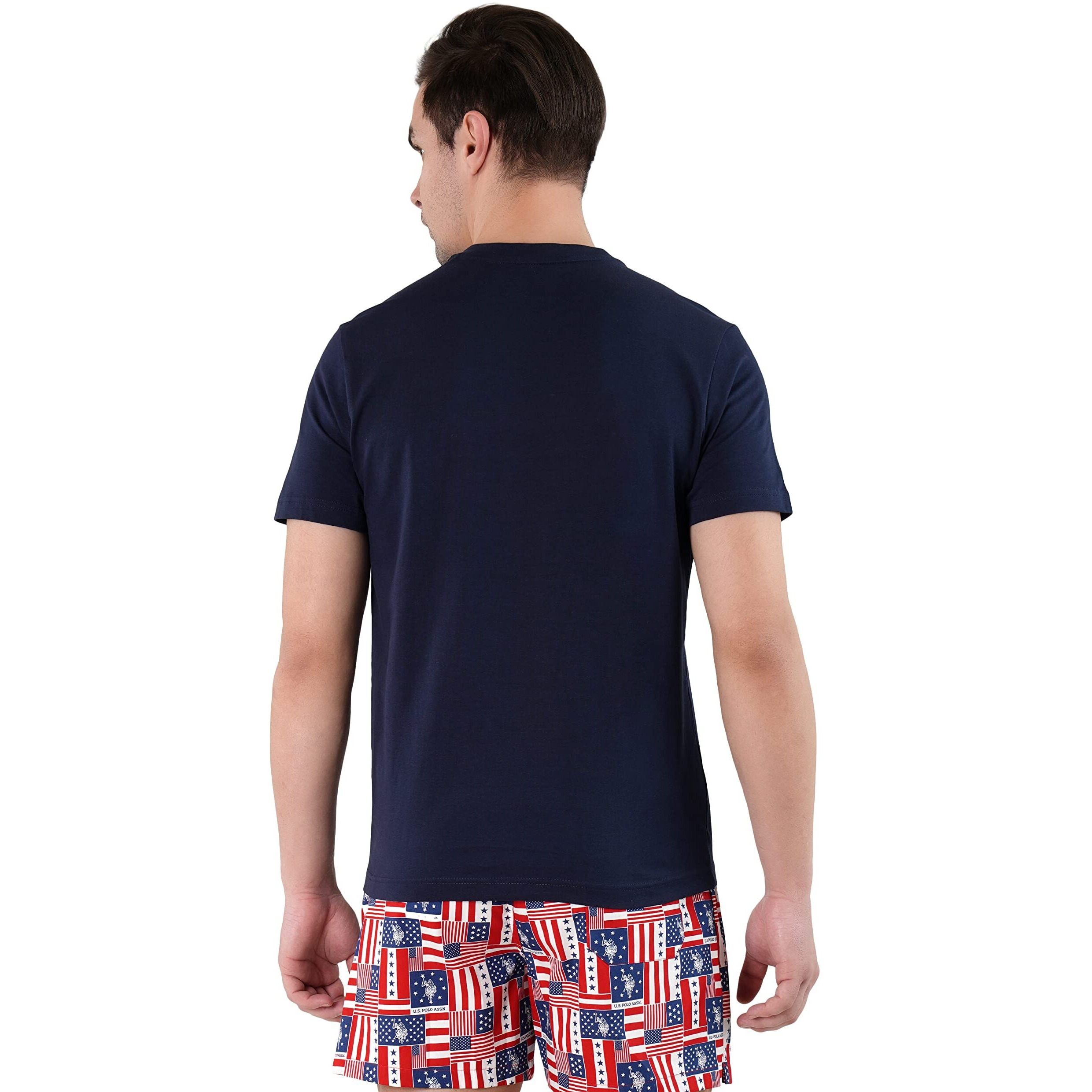 U.S. POLO ASSN. Men's Regular Fit V-Neck Embroidered Logo I638 Lounge T-Shirt - Pack Of 1 (Navy S)