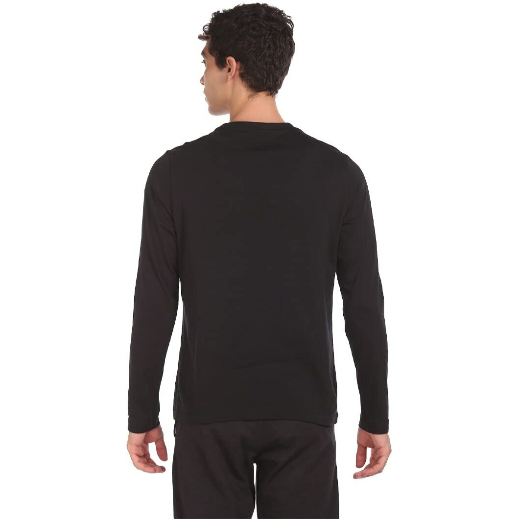 U.S. POLO ASSN. Men Pure Cotton Long Sleeve Solid I693 Regular Fit T-Shirt - Pack of 1 (Black M)