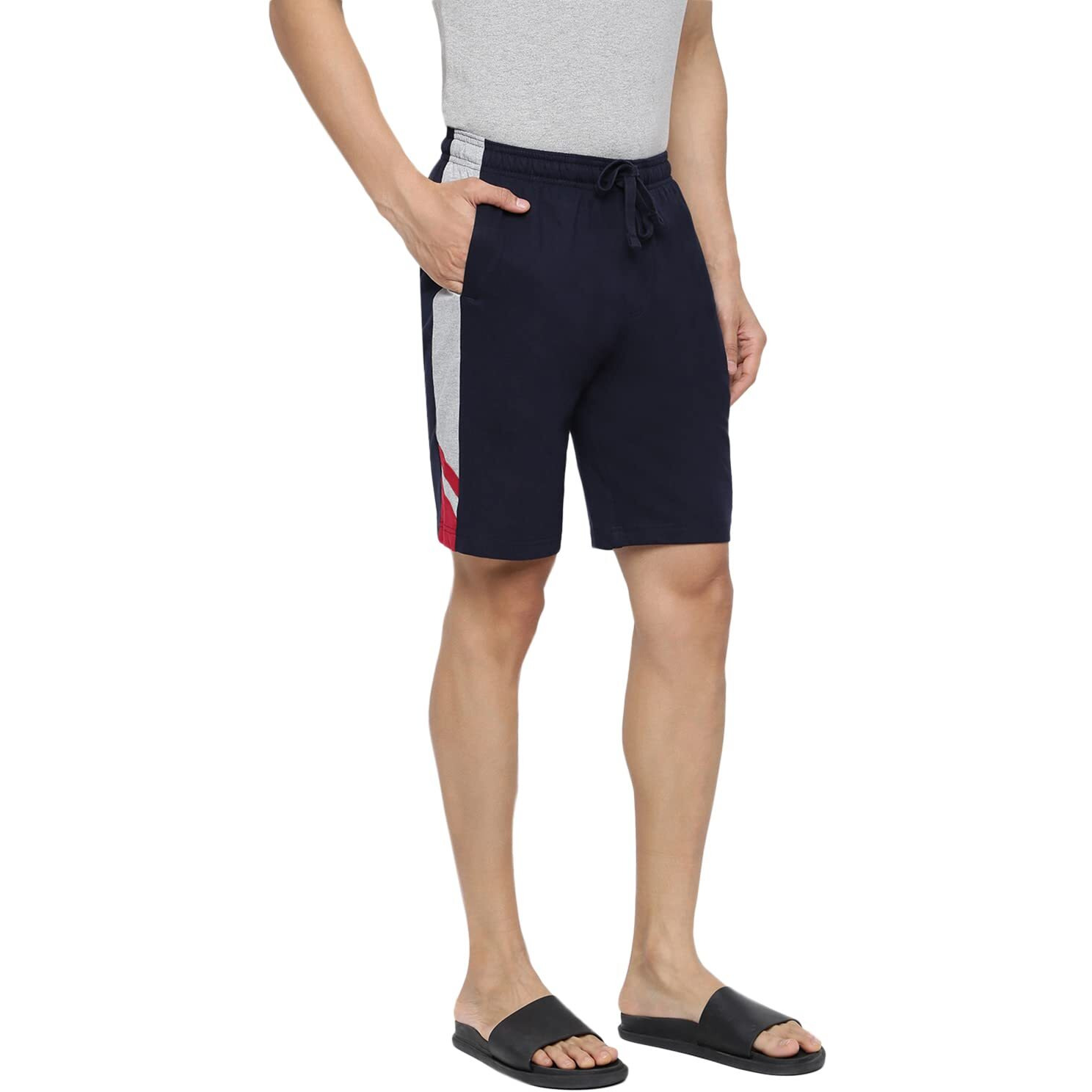 Van Heusen Athleisure Men Knit Shorts - Cotton Rich - Smart Tech, Easy Stain Release, Anti Stat, Ultra Soft, Moisture Wicking, Navy L