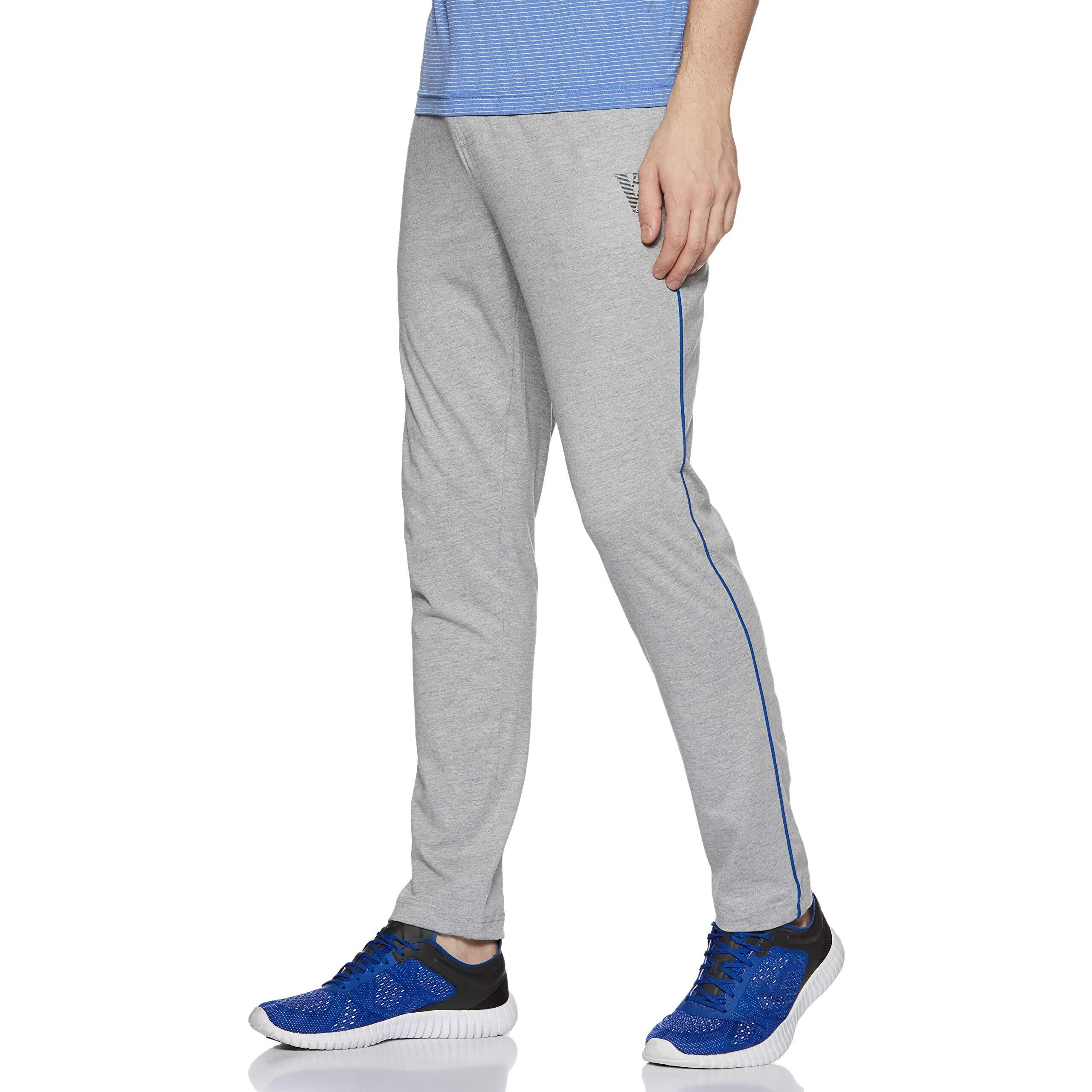 Van Heusen Men Athleisure Smart Tech Regular Fit Trackpants - Easy Stain Release, Anti Stat, Ultra Soft_50056_Grey Melange_XL