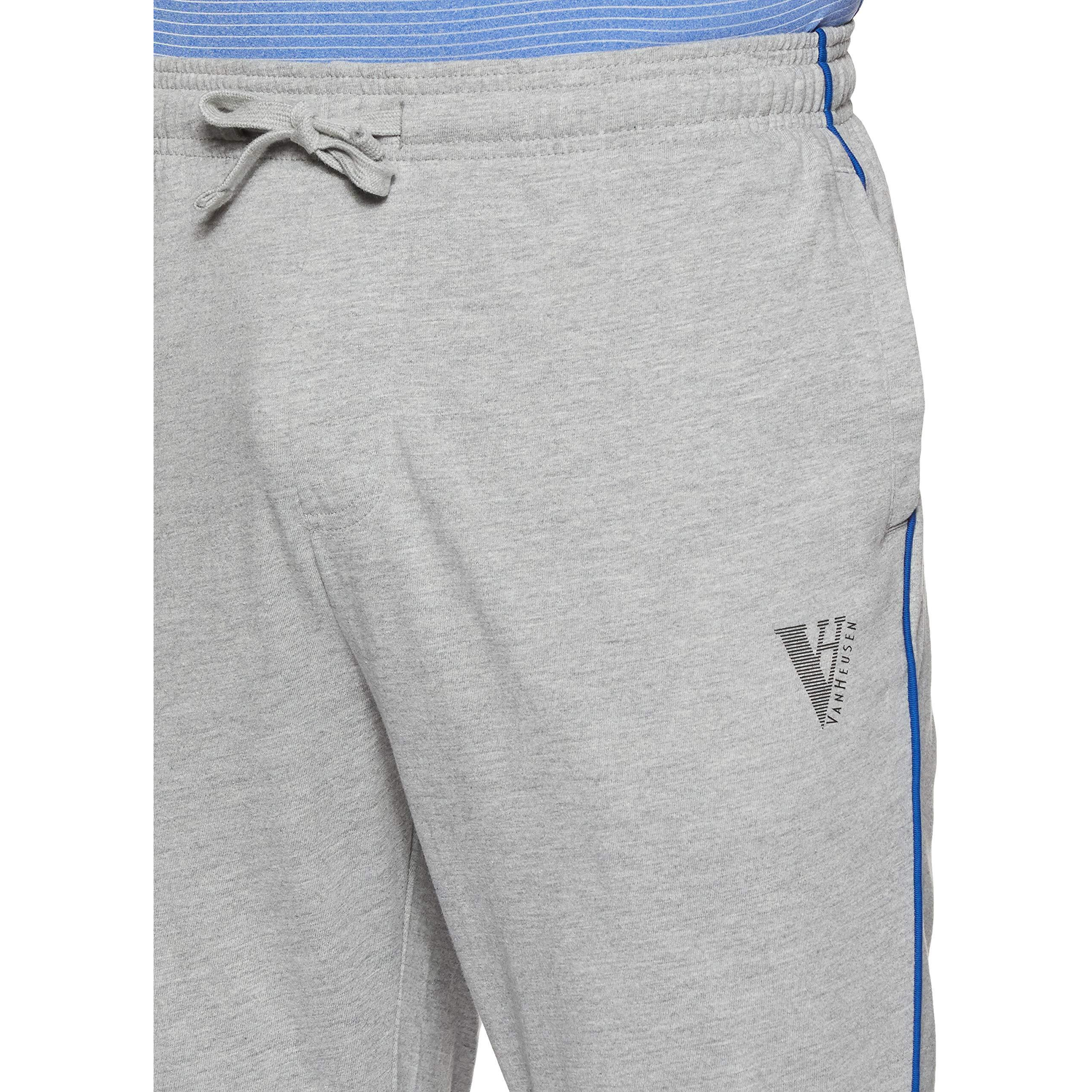 Van Heusen Men Athleisure Smart Tech Regular Fit Trackpants - Easy Stain Release, Anti Stat, Ultra Soft_50056_Grey Melange_XL
