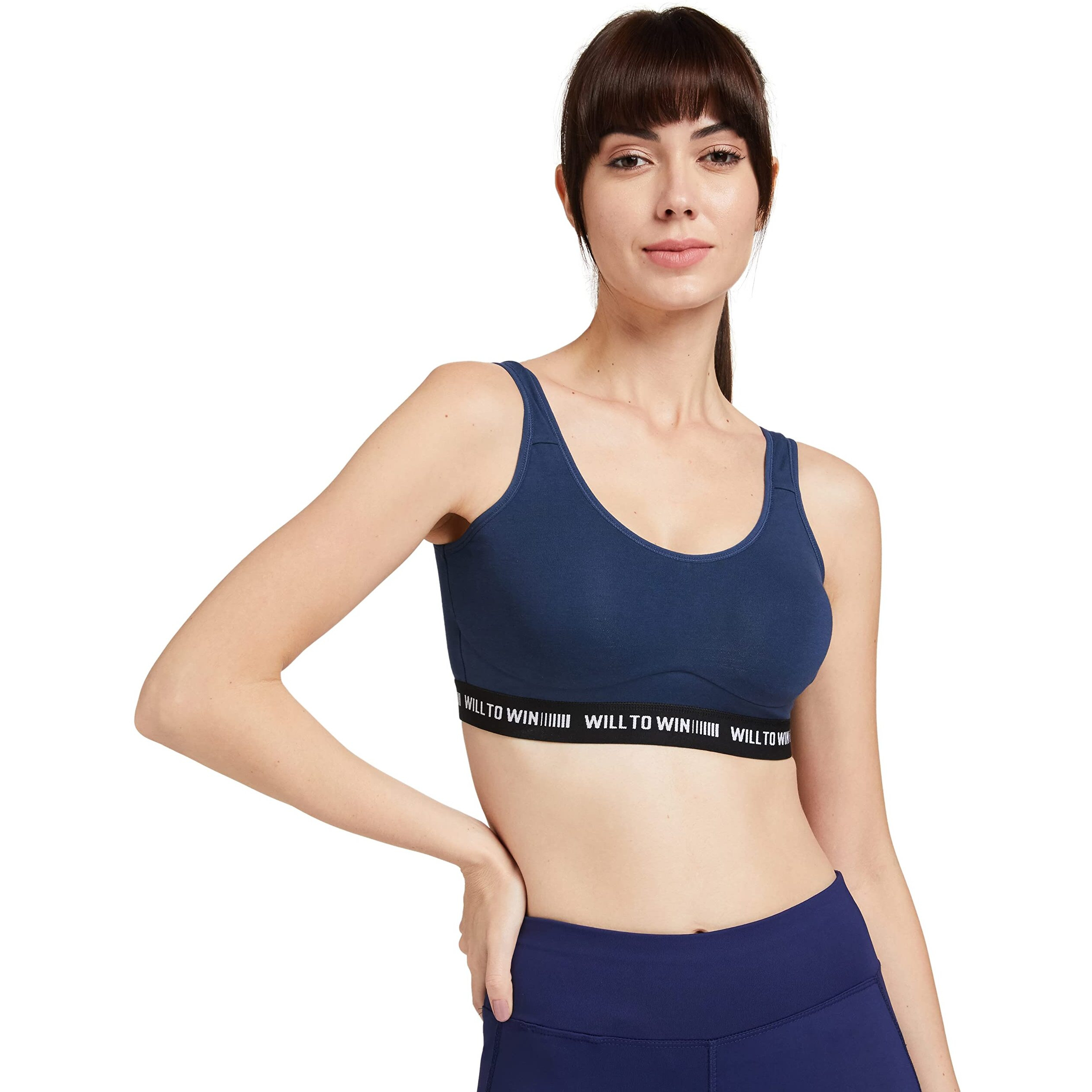Van Heusen Proactive Women Sports Bra - Cotton Elastane - Anti Bacterial, Wireless, Non Padded, Full Coverage, Light Impact