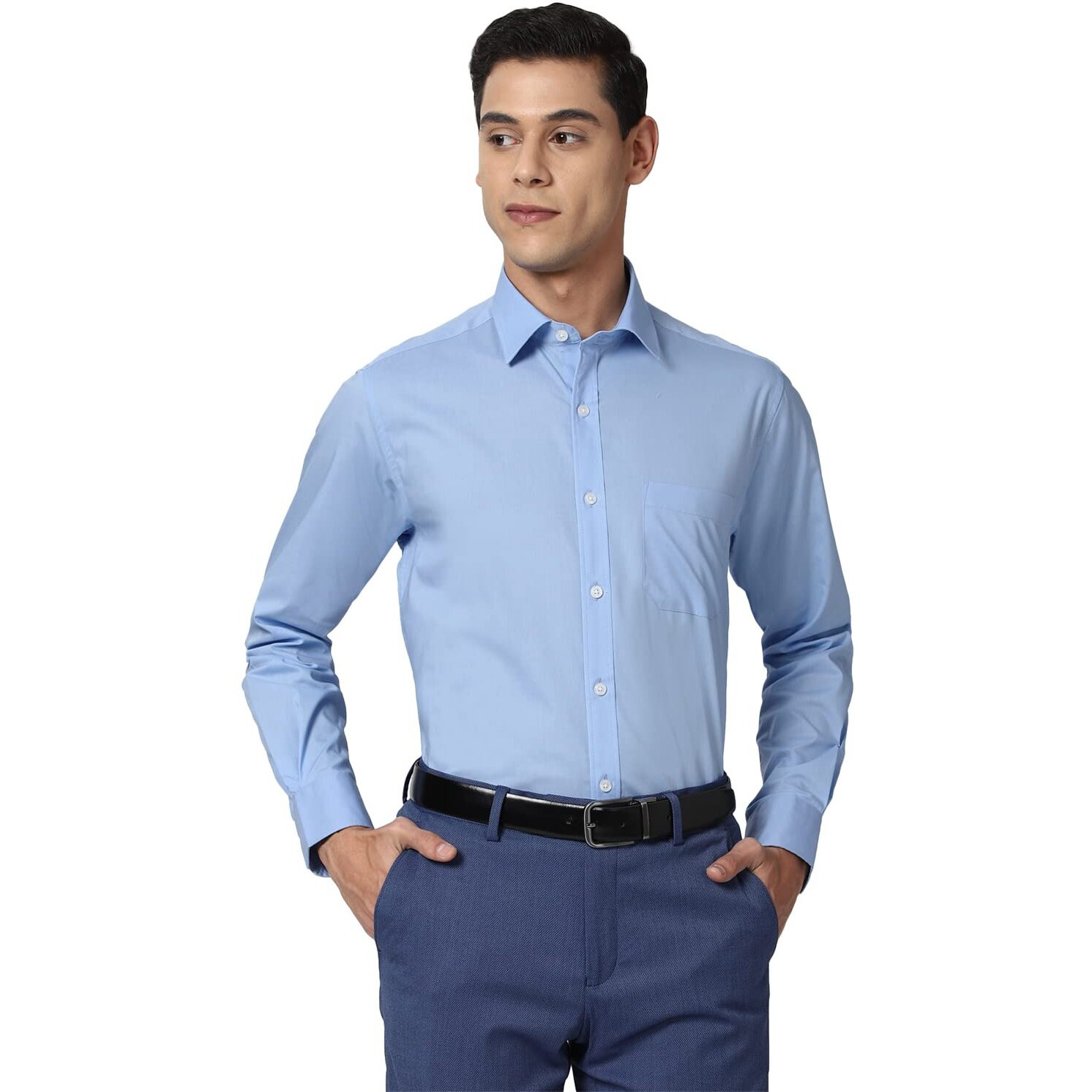 Peter England Men Blue Full Sleeves Formal Shirt