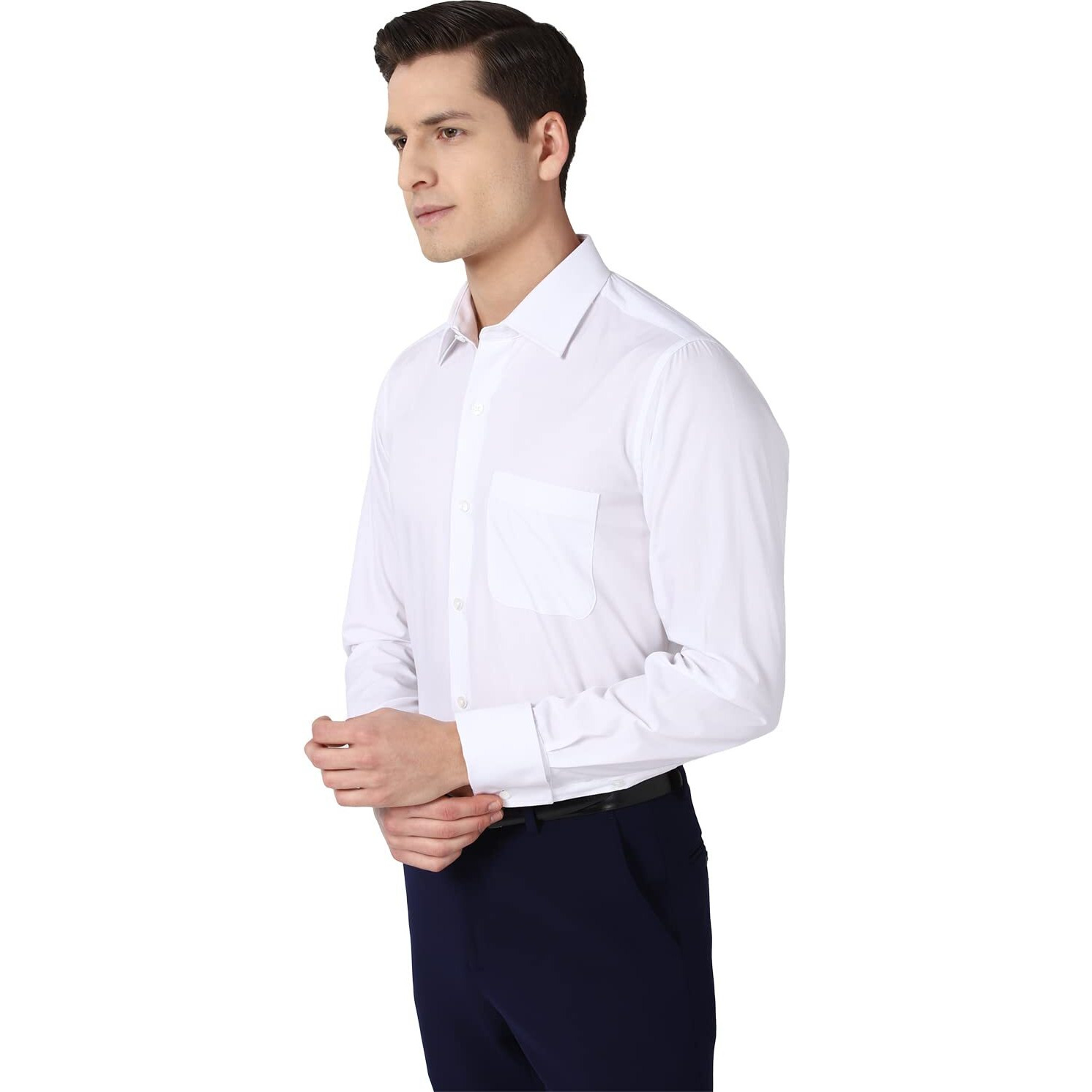 Peter England Men's Solid Regular Fit Shirt (PESFONUBQ54919_White 40)
