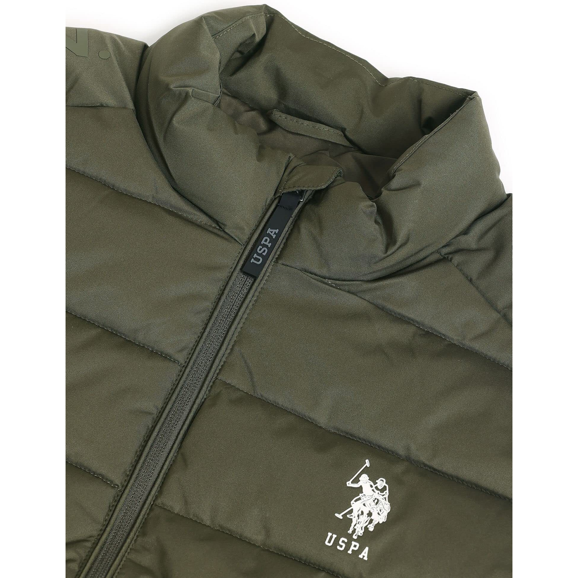 U.S. POLO ASSN. Polyester Men's Trench Standard Length Coat (Udjck1146_Olive_M)
