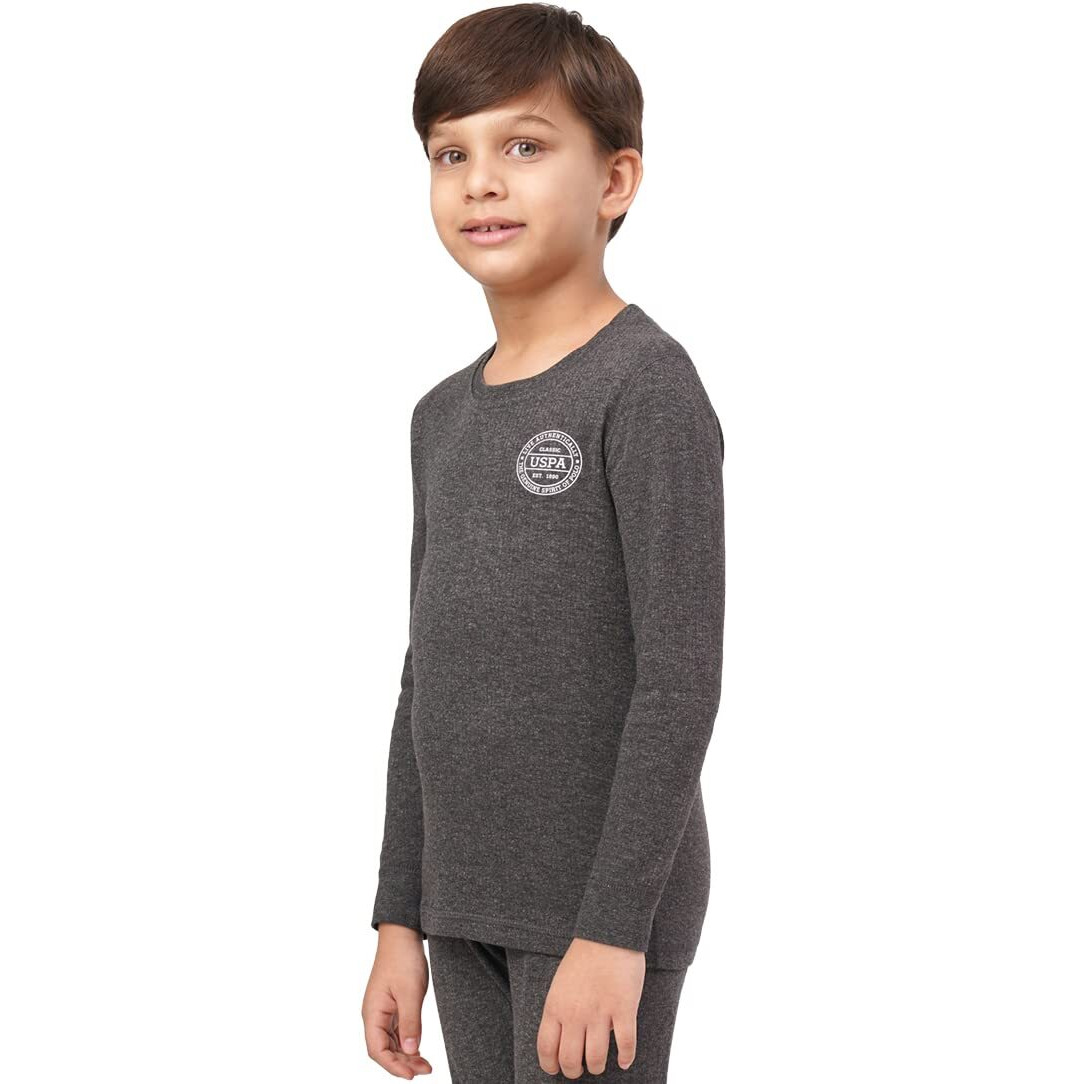 U.S. POLO ASSN. Boy's Crew Neck Long Sleeve IKWA Thermal T-Shirt - Pack of 1 (Anthra 2XL)