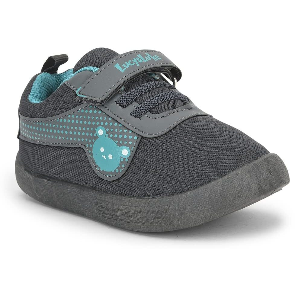 Liberty Lucy&Luke BASTIAN-2E Slip-on Casual Shoes for Kids with PVC Sole | Canvas Upper Sneakers | Quick-Wear Velcro Closure | Stylish, Lightweight & Comfortable Footbed (Grey - 8C UK)