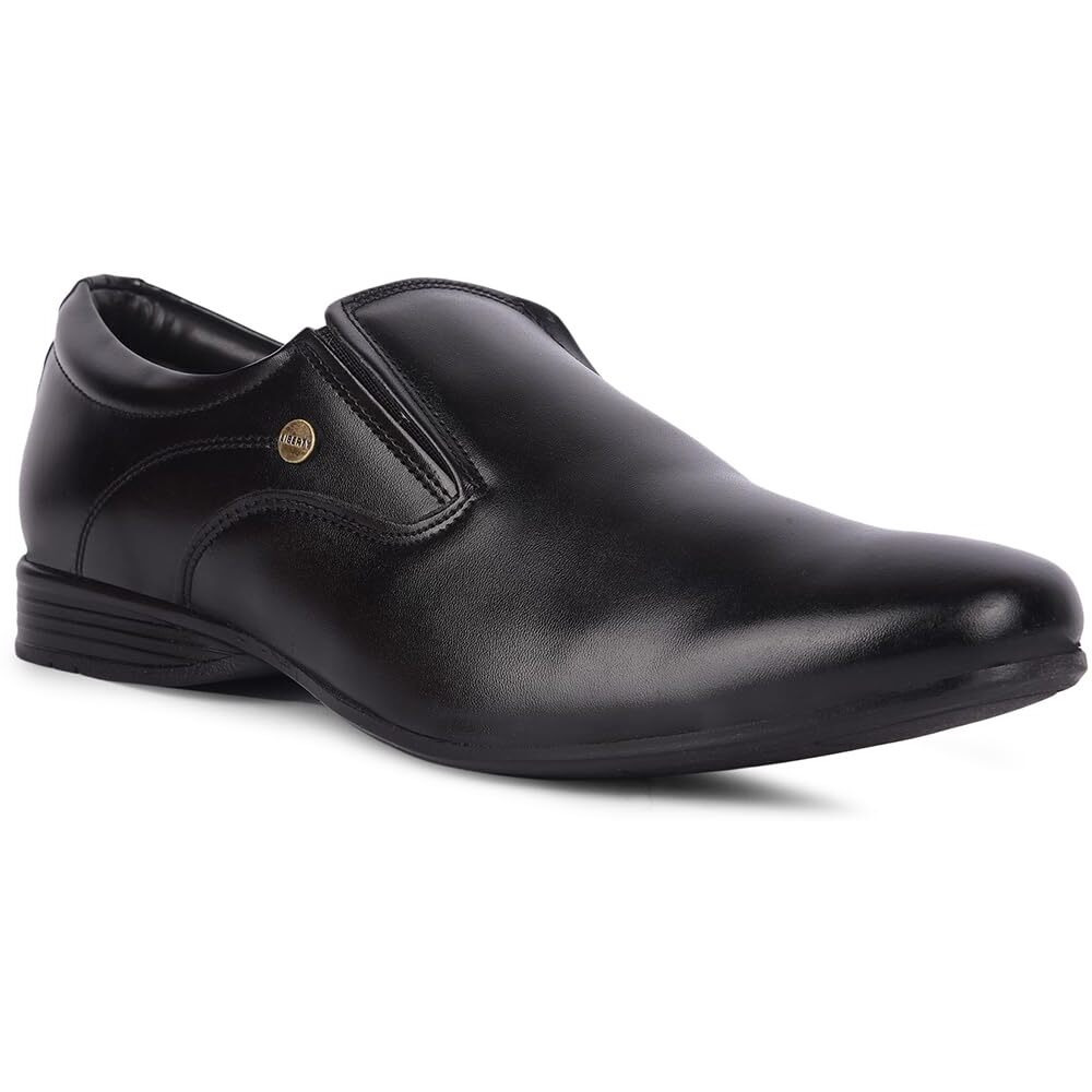 Liberty Fortune Robert-1 Non-Lacing Formal Shoes for Men with PU Sole | Comfortable & Lightweight | Cushioned Footbed | Durable, Stylish & Trendy Design | Padded Foam Insole (Black - 7UK)
