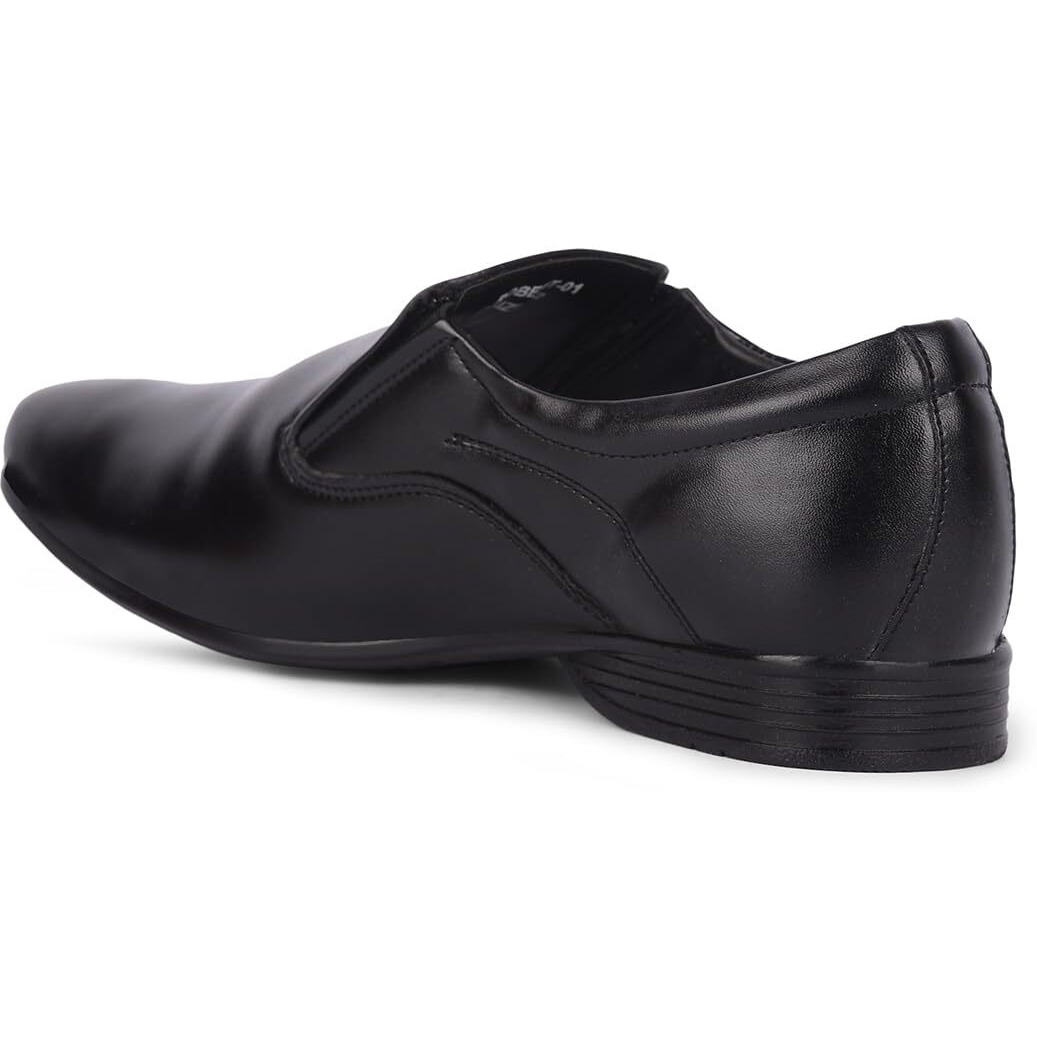 Liberty Fortune Robert-1 Non-Lacing Formal Shoes for Men with PU Sole | Comfortable & Lightweight | Cushioned Footbed | Durable, Stylish & Trendy Design | Padded Foam Insole (Black - 7UK)