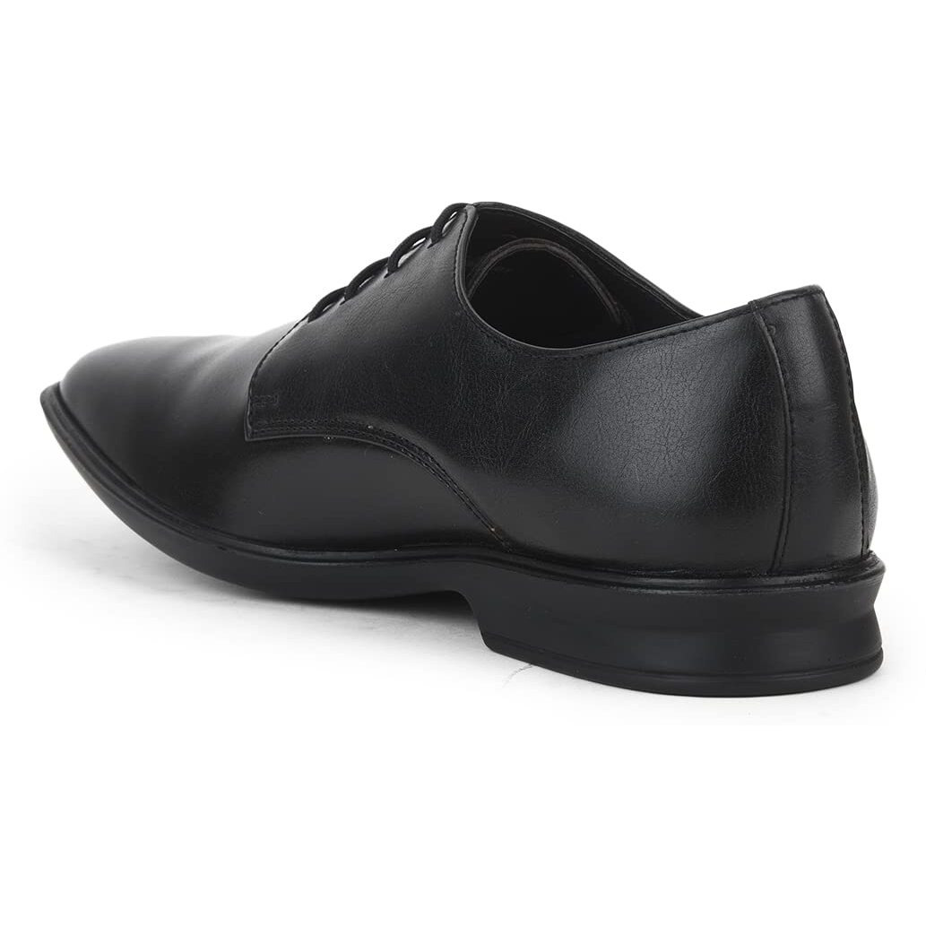 Liberty Fortune LUCIO-201 Lacing Derby Shoes for Men with PU Sole | Comfortable & Lightweight | Cushioned Footbed | Durable & Trendy Design | Padded Foam Insole | Formal Footwear (Black - 8UK)