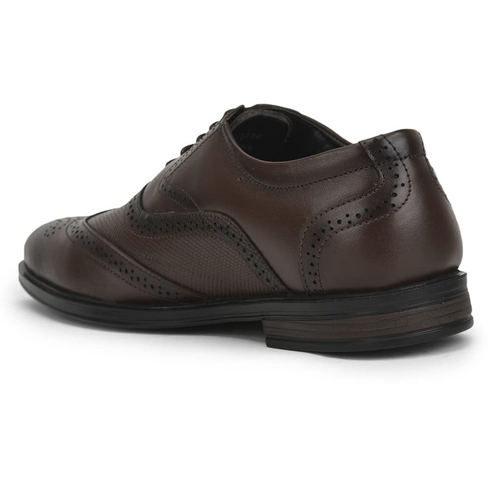 Liberty Fortune HOL-125E Lacing Brogue Shoes for Men with PU Sole | Comfortable & Lightweight | Cushioned Footbed | Durable & Trendy Design | Leather Insole | Formal Footwear (Brown - 43EU)