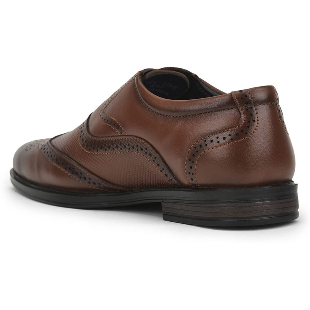 Liberty Fortune HOL-125E Lacing Brogue Shoes for Men with PU Sole | Comfortable & Lightweight | Cushioned Footbed | Durable & Trendy Design | Leather Insole | Formal Footwear (Tan - 42EU)