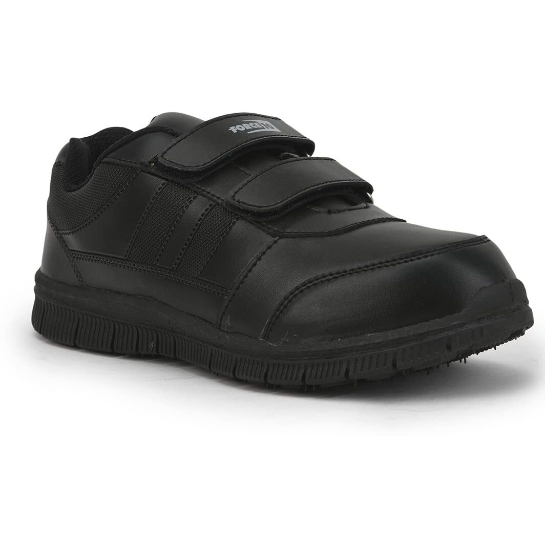 Liberty Force10 Gola-SCHV Uniform School Shoes for Kids with PVC Sole & Upper | Comfortable Footbed | Padded Foam Insole | Quick-Wear Velcro Closure | Stylish & Lightweight (Black - 1 UK)