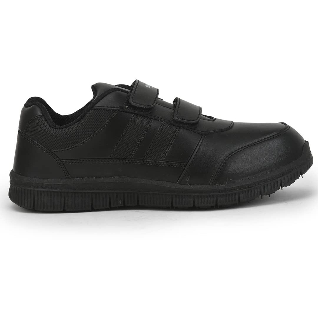 Liberty Force10 Gola-SCHV Uniform School Shoes for Kids with PVC Sole & Upper | Comfortable Footbed | Padded Foam Insole | Quick-Wear Velcro Closure | Stylish & Lightweight (Black - 1 UK)