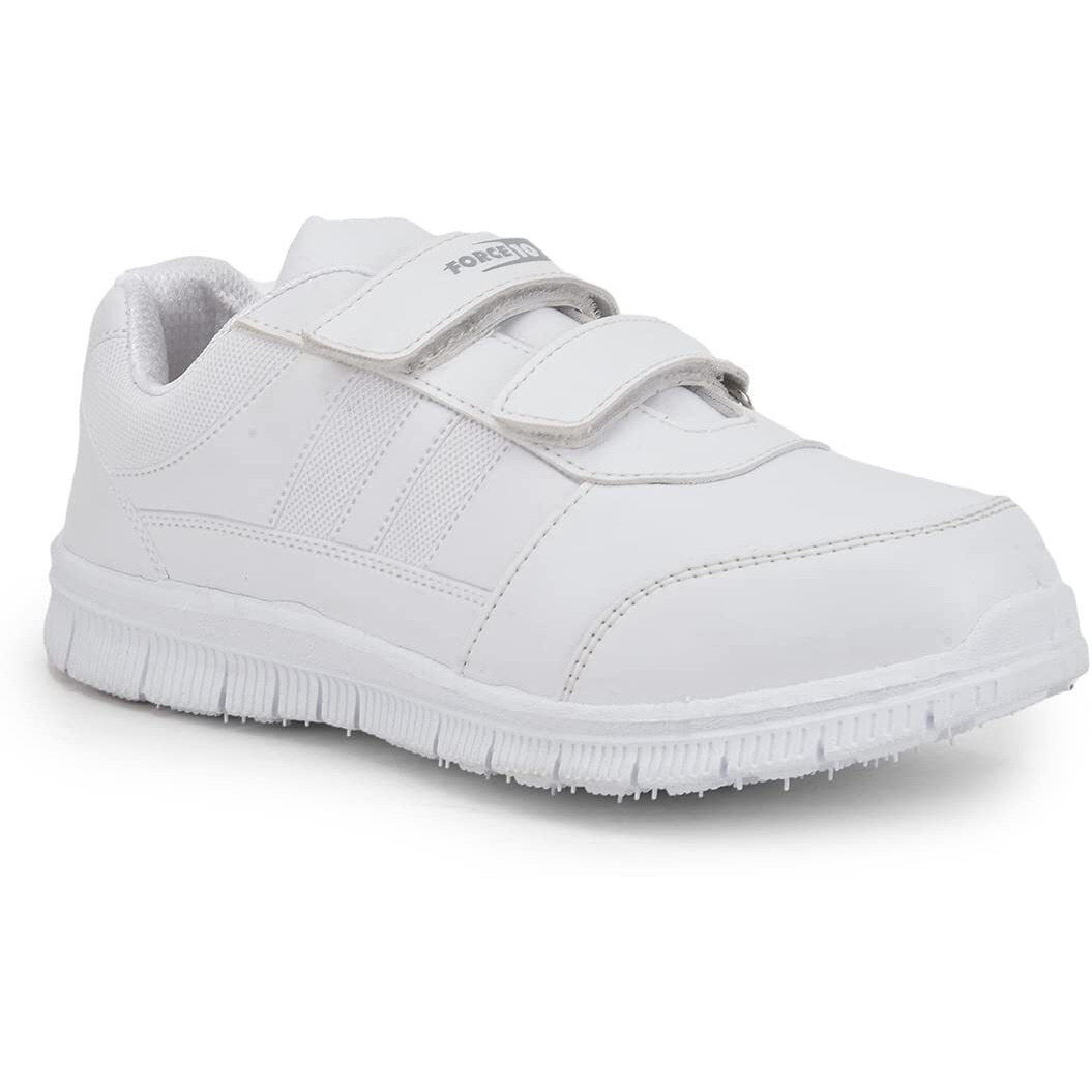 Liberty Force10 Gola-SCHV Uniform School Shoes for Kids with PVC Sole & Upper | Comfortable Footbed | Padded Foam Insole | Quick-Wear Velcro Closure | Stylish & Lightweight (White - 10C UK)