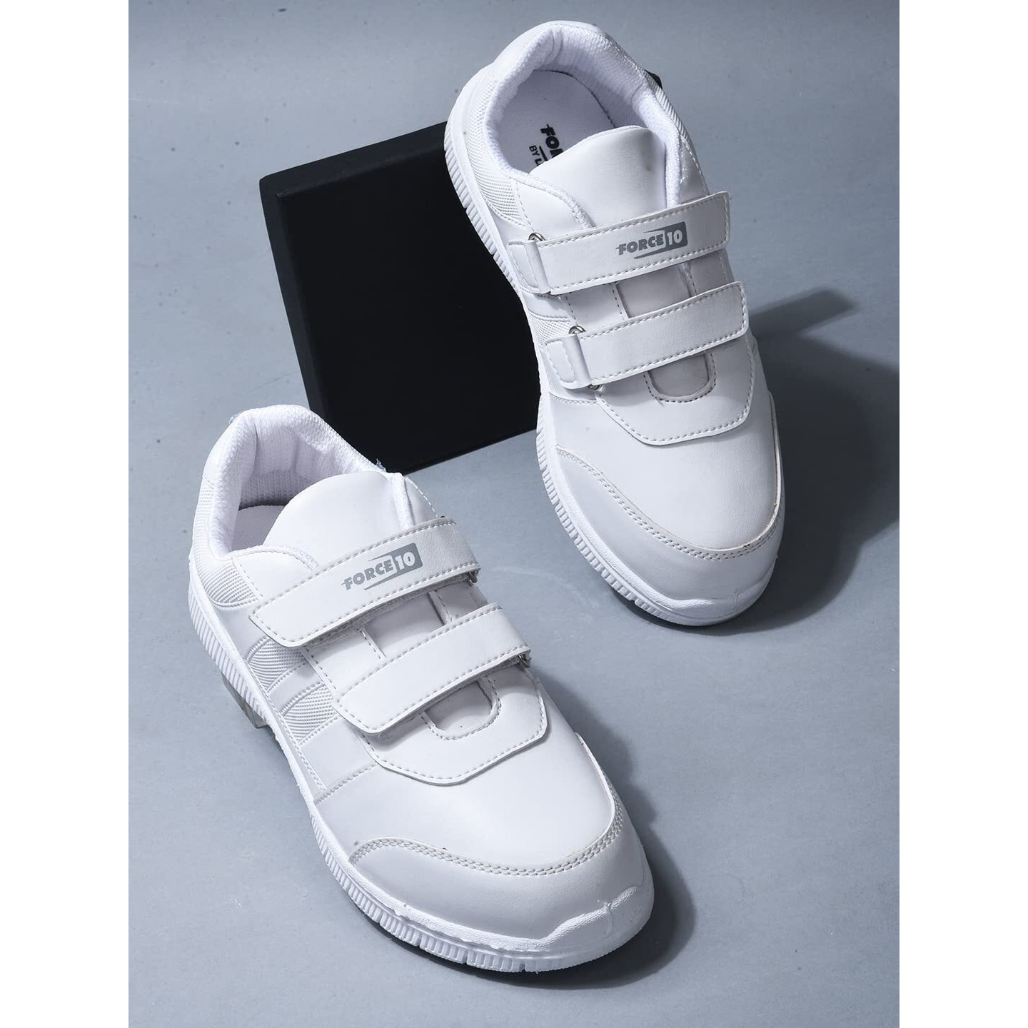 Liberty Force10 Gola-SCHV Uniform School Shoes for Kids with PVC Sole & Upper | Comfortable Footbed | Padded Foam Insole | Quick-Wear Velcro Closure | Stylish & Lightweight (White - 10C UK)