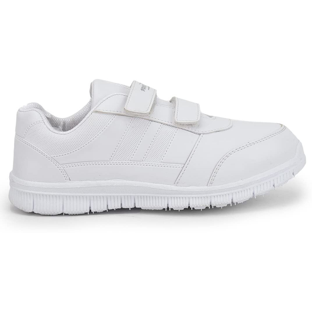 Liberty Force10 Gola-SCHV Uniform School Shoes for Kids with PVC Sole & Upper | Comfortable Footbed | Padded Foam Insole | Quick-Wear Velcro Closure | Stylish & Lightweight (White - 10C UK)
