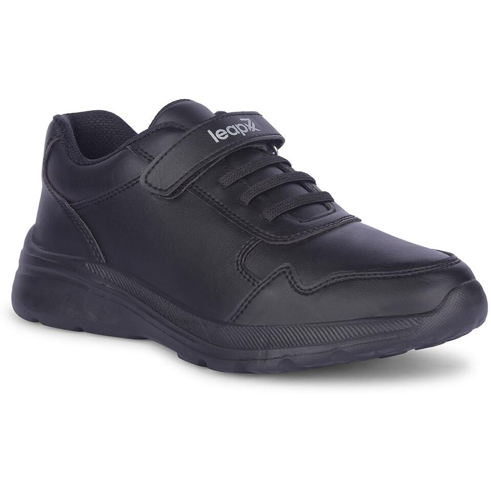 Liberty Leap7x SCHLPRO-3 Uniform School Shoes for Kids with EVA Sole | PU Upper Quick-Wear Velcro Closure | Stylish & Lightweight | Comfortable Footbed | Memory Foam Insole (Black - 5 UK)