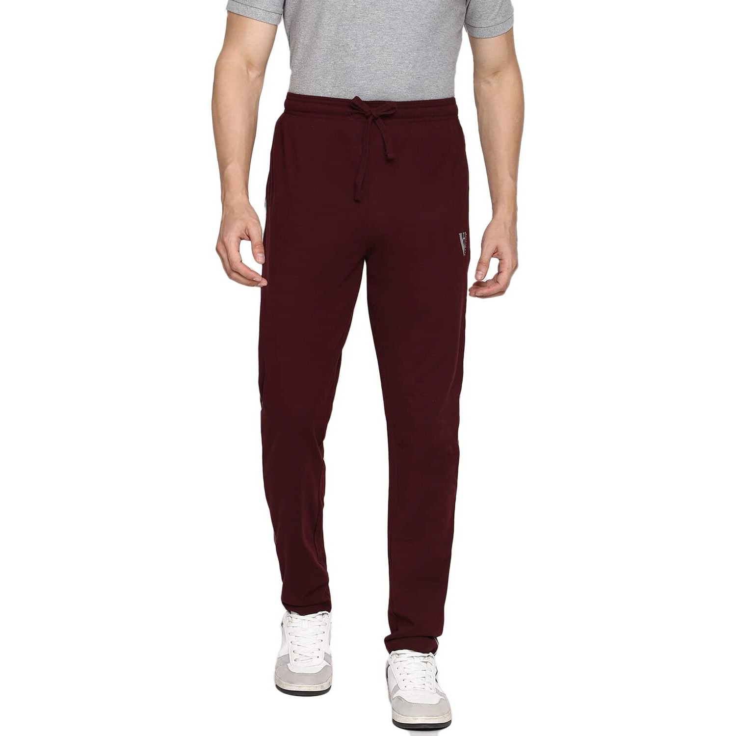 Van Heusen Men Athleisure Smart Tech Regular Fit Trackpants-Easy Stain Release, Anti Stat, Ultra Soft_50056_Cabarnet_L, Maroon