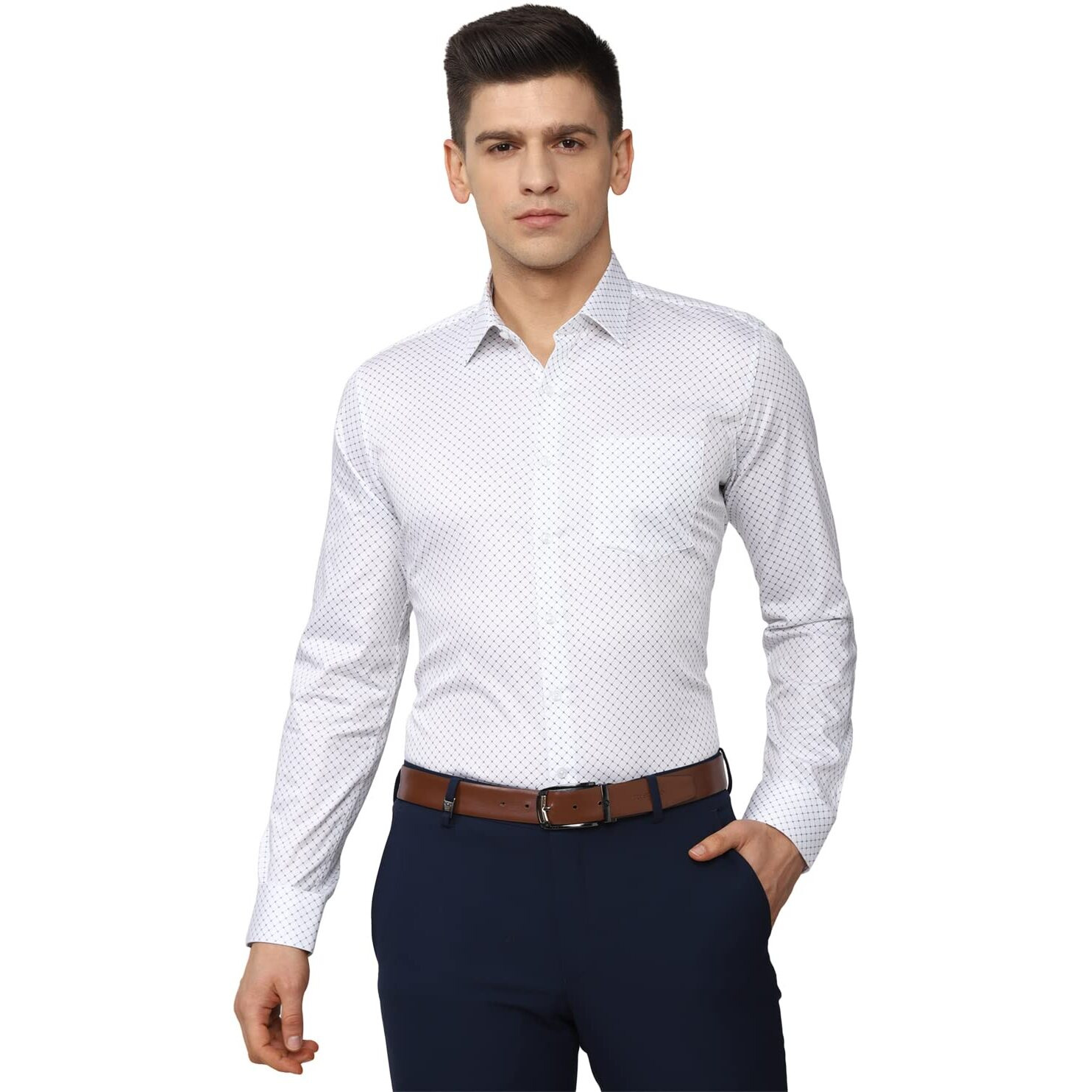 Van Heusen Men's Fitted Formal Shirt (VHSFRSLBV20281_White 42)