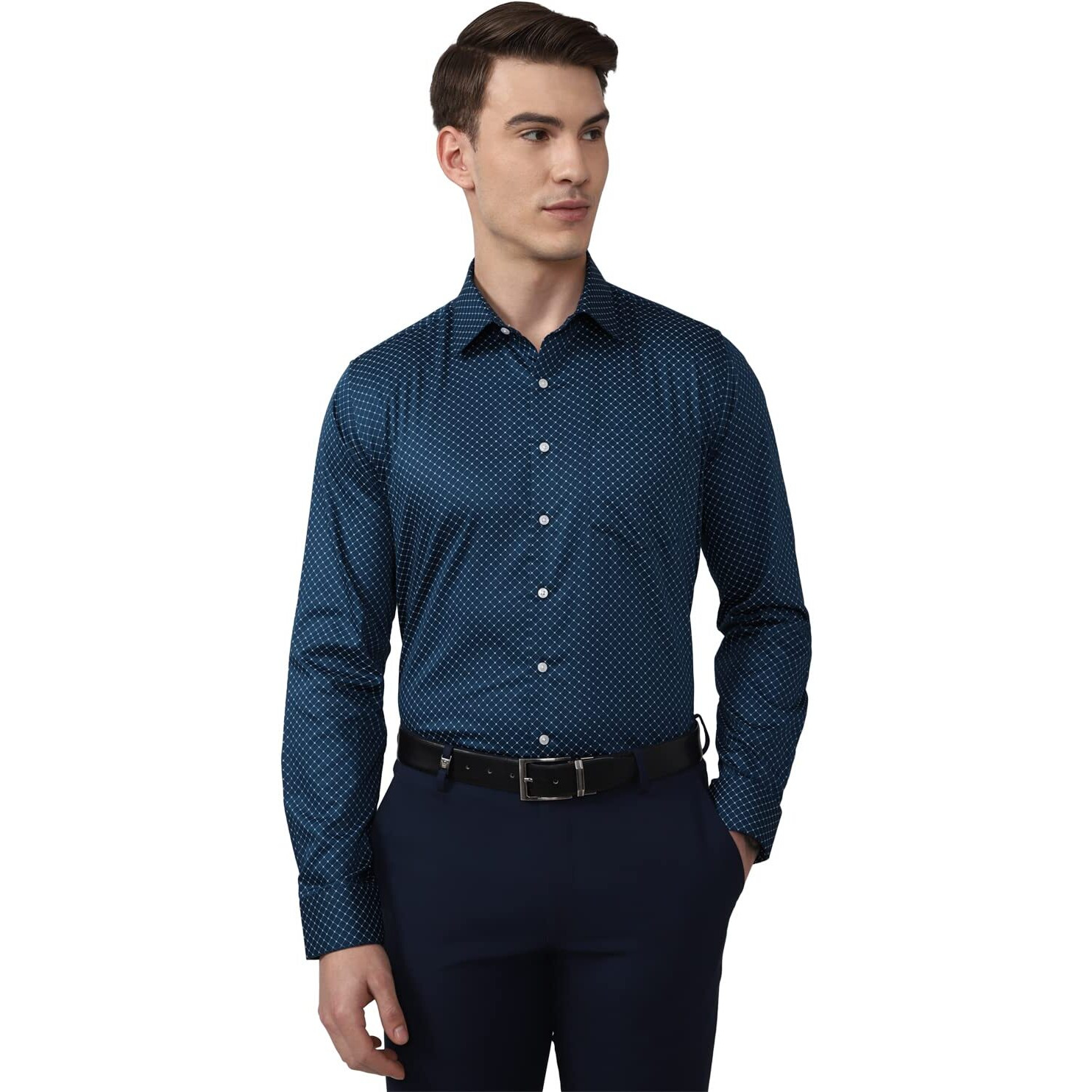 Van Heusen Men's Fitted Formal Shirt (VHSFRSLBU95055_Navy 40)