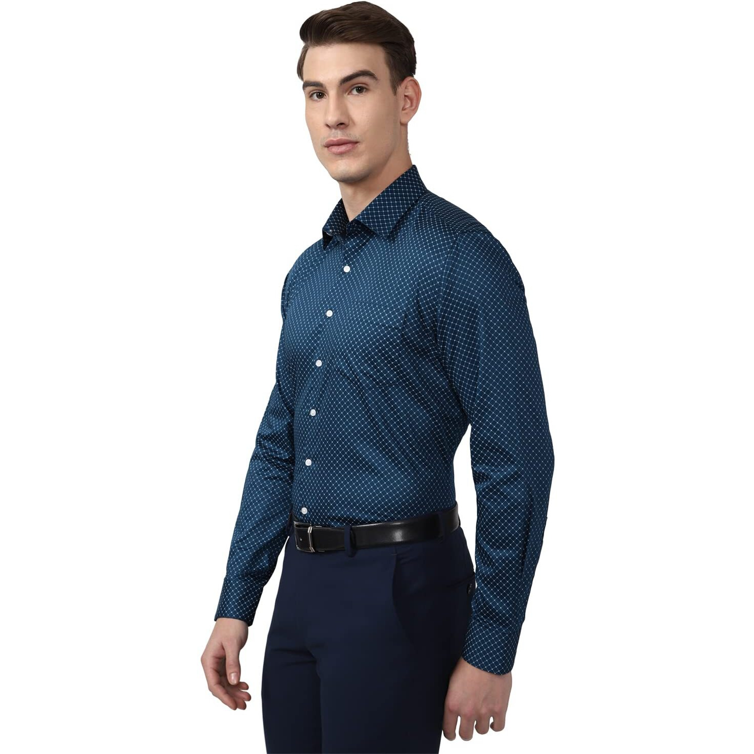 Van Heusen Men's Fitted Formal Shirt (VHSFRSLBU95055_Navy 40)