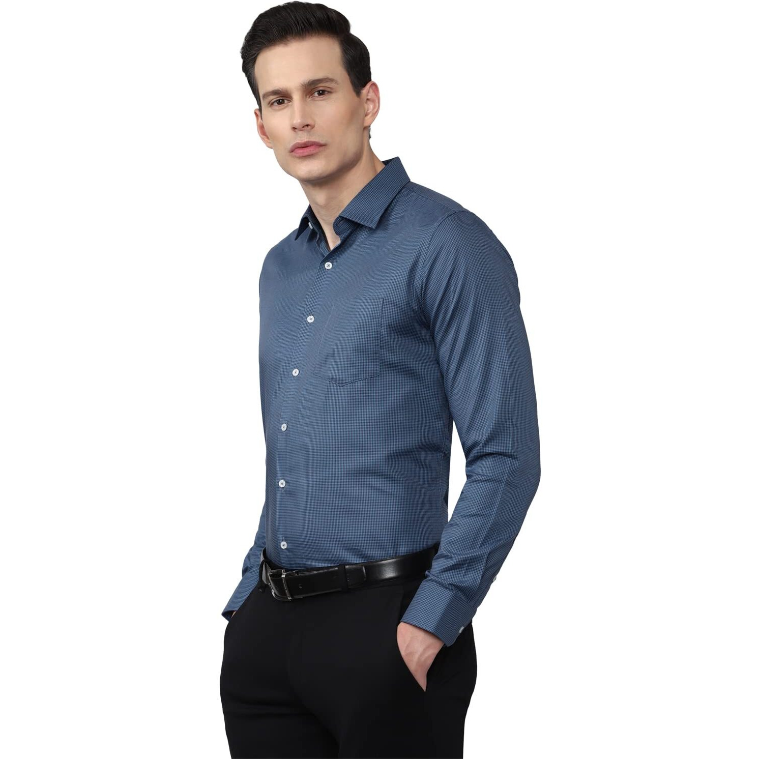 Van Heusen Men's Slim Fit Shirt (VHSFRSLB447781_Navy 40)