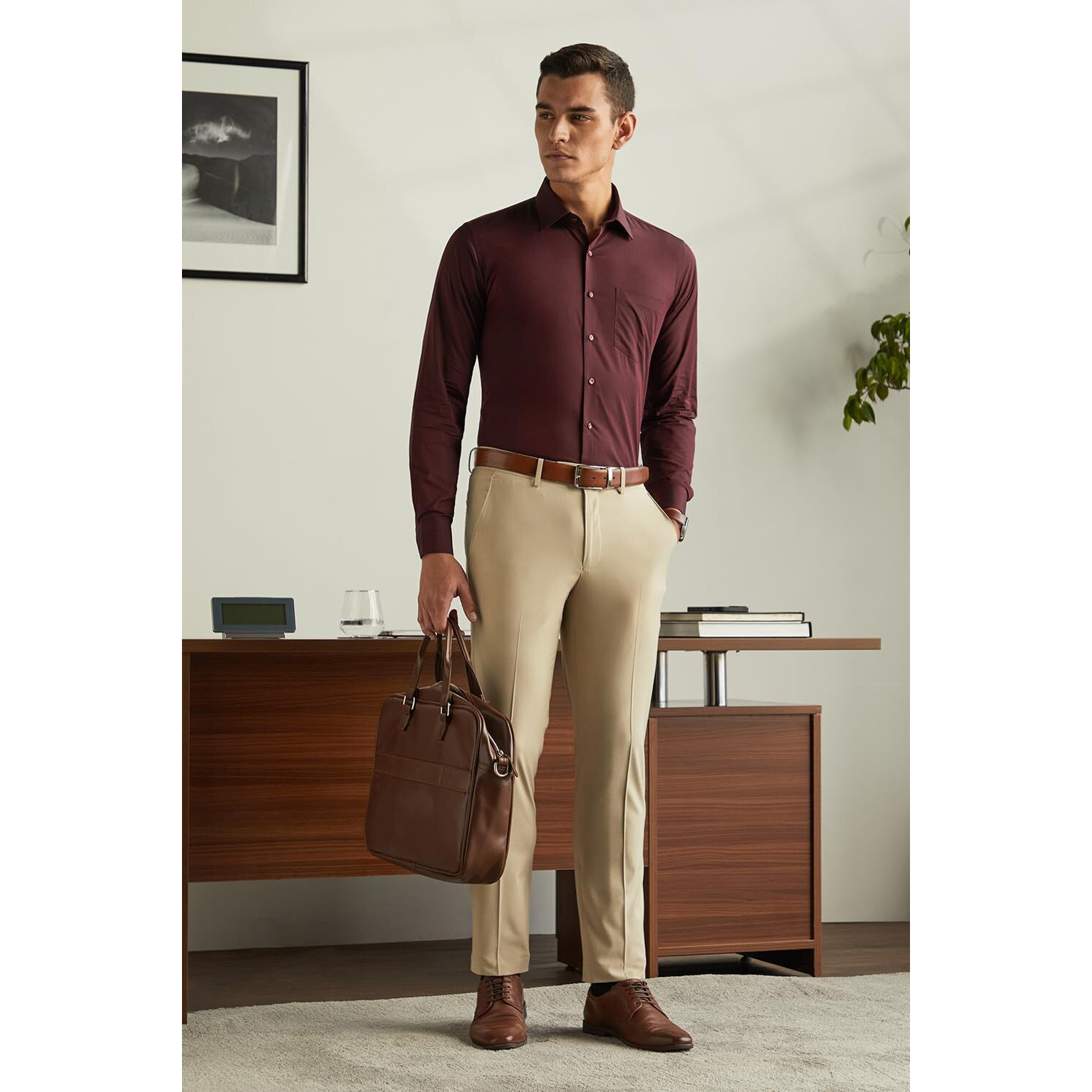 Van Heusen Men's Solid Slim Fit Formal Shirt (VHSFRSLBI59380_Multi 42)