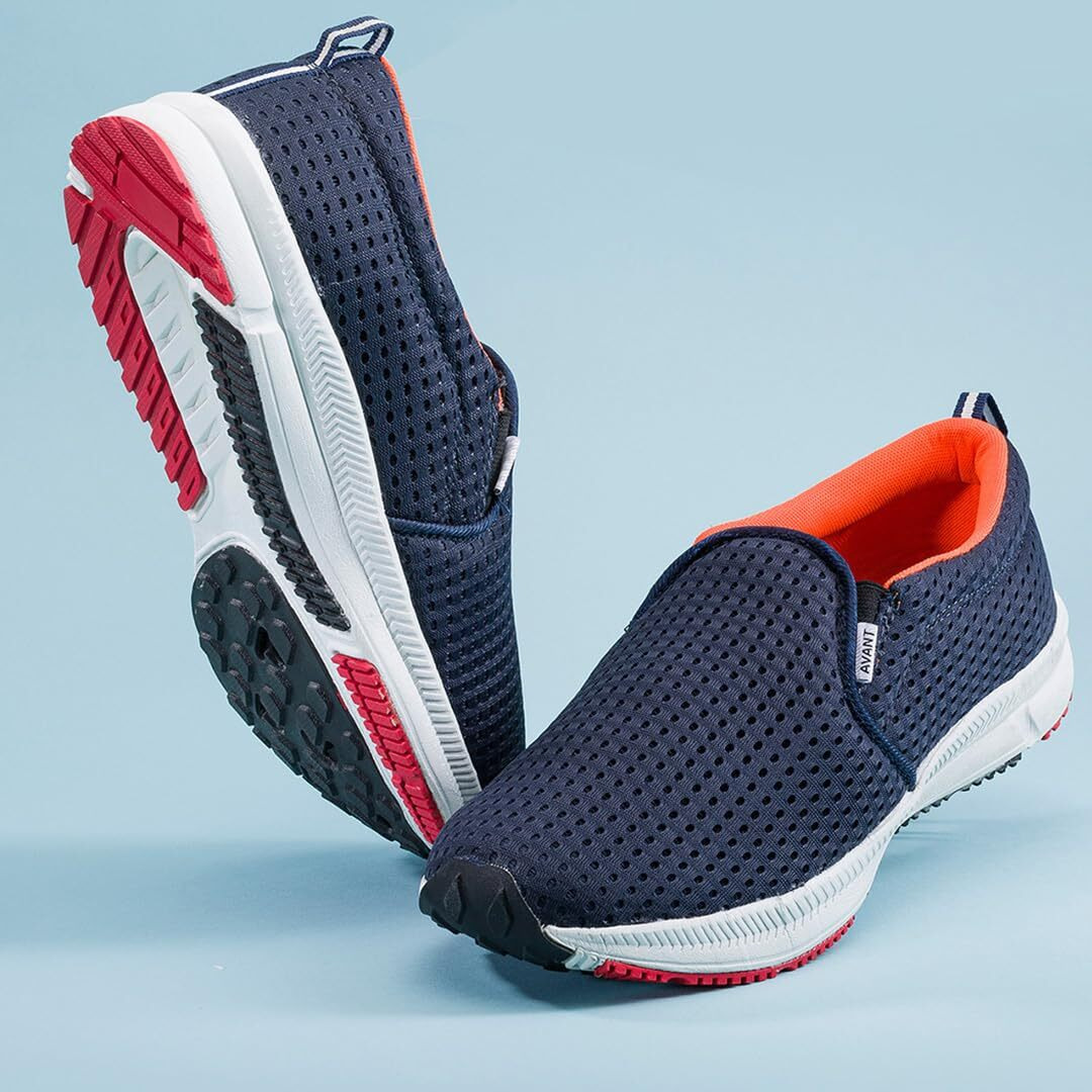 AVANT Men's Bolt Slip-on Training Shoes |100% Pure Rubber Outsole | Natural Rubber EVA Insole | Enhanced Grip for Low Abrasion |Quick Dry Polo Mesh - Navy Blue, UK 9