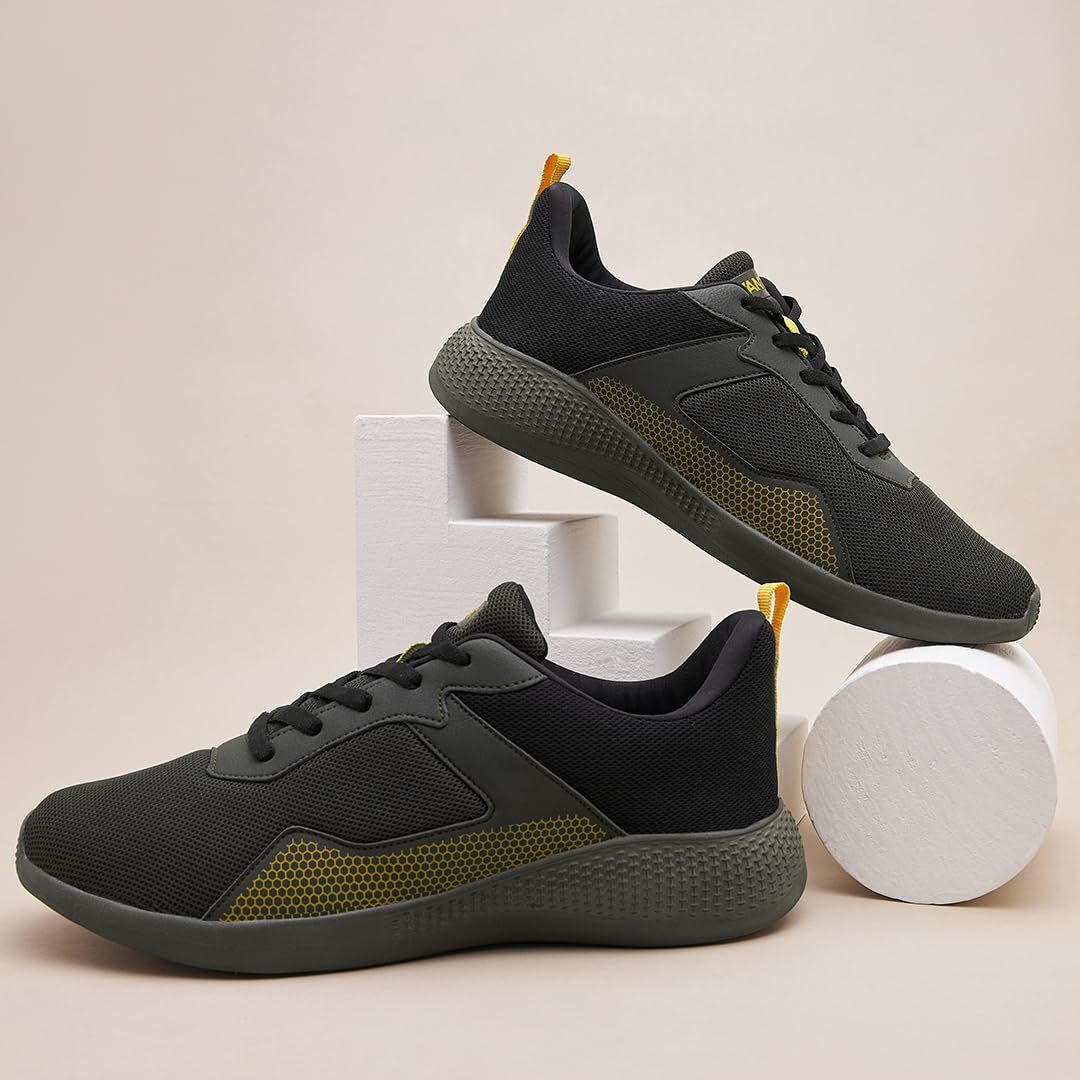 AVANT Men's Glide Running Shoes with Bouncy Eva Outsole & Laces Olive, 7 UK