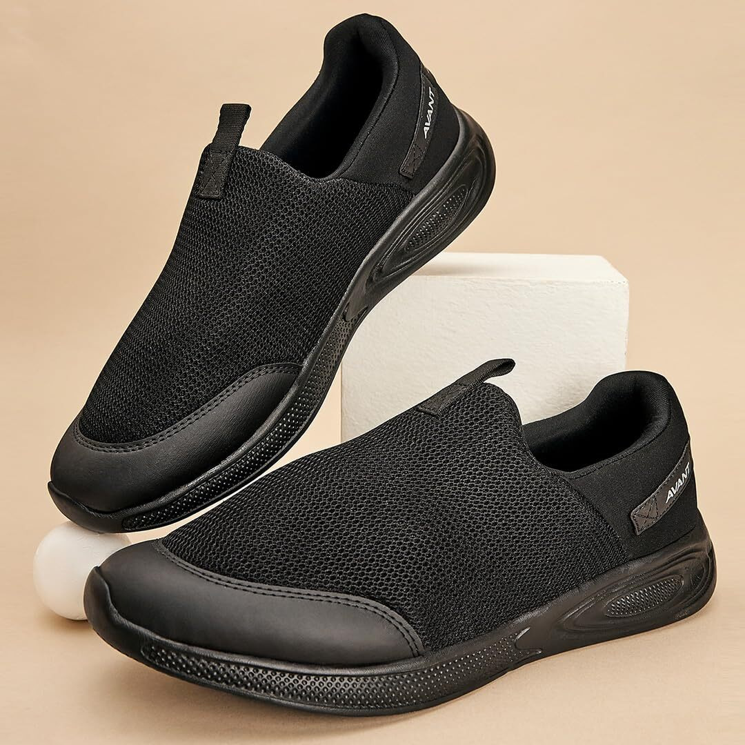 AVANT Men's Comfit Slip-On Antislip Walking Shoes Without Laces with Bouncy Eva Outsoles Black, 8 UK