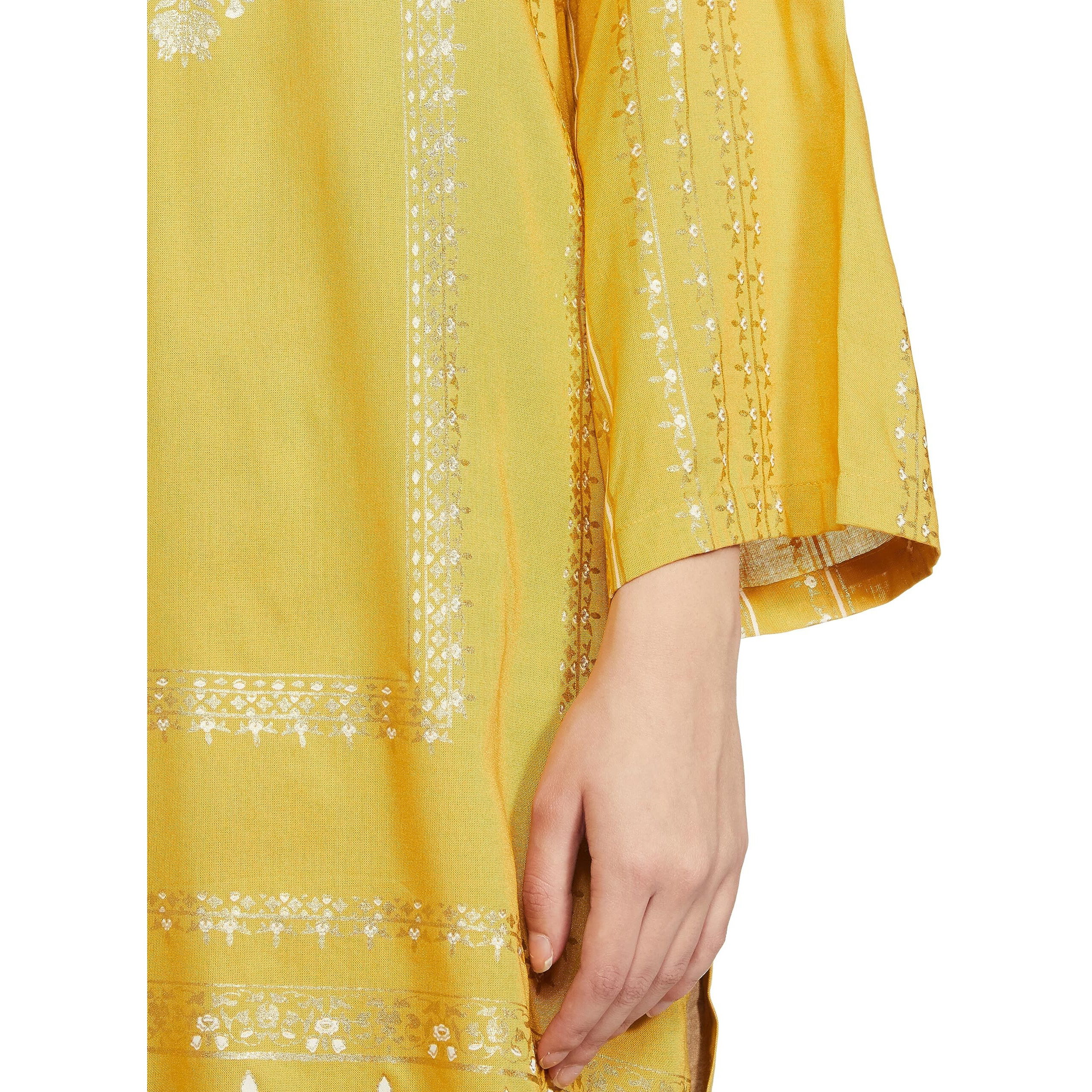 BIBA Women Printed Straight Mix and Match(Festive KURTA19391E_Yellow_36)
