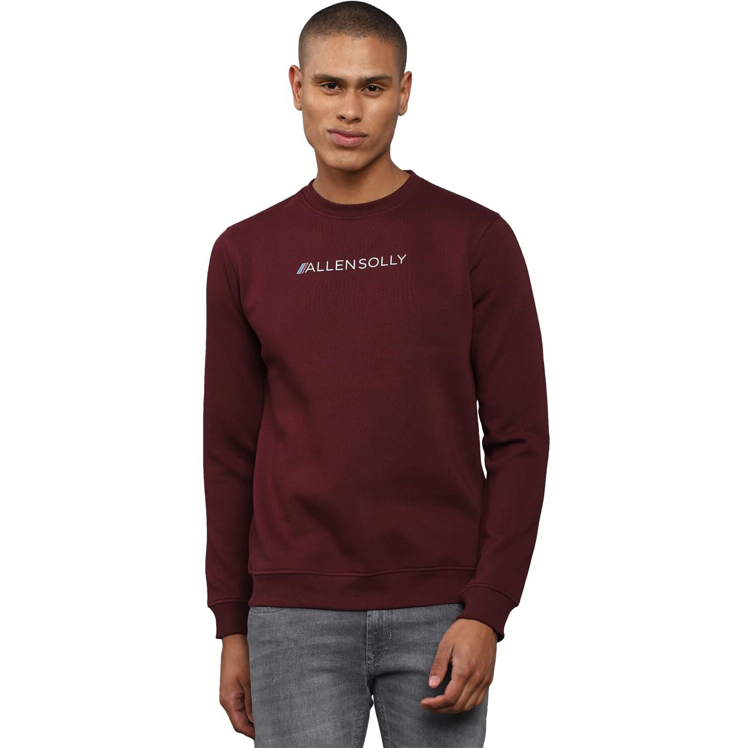 Allen Solly Men's Regular Cotton Crew Neck Casual Sweatshirt Pink, Large(ASSTCRGFI88974) Large