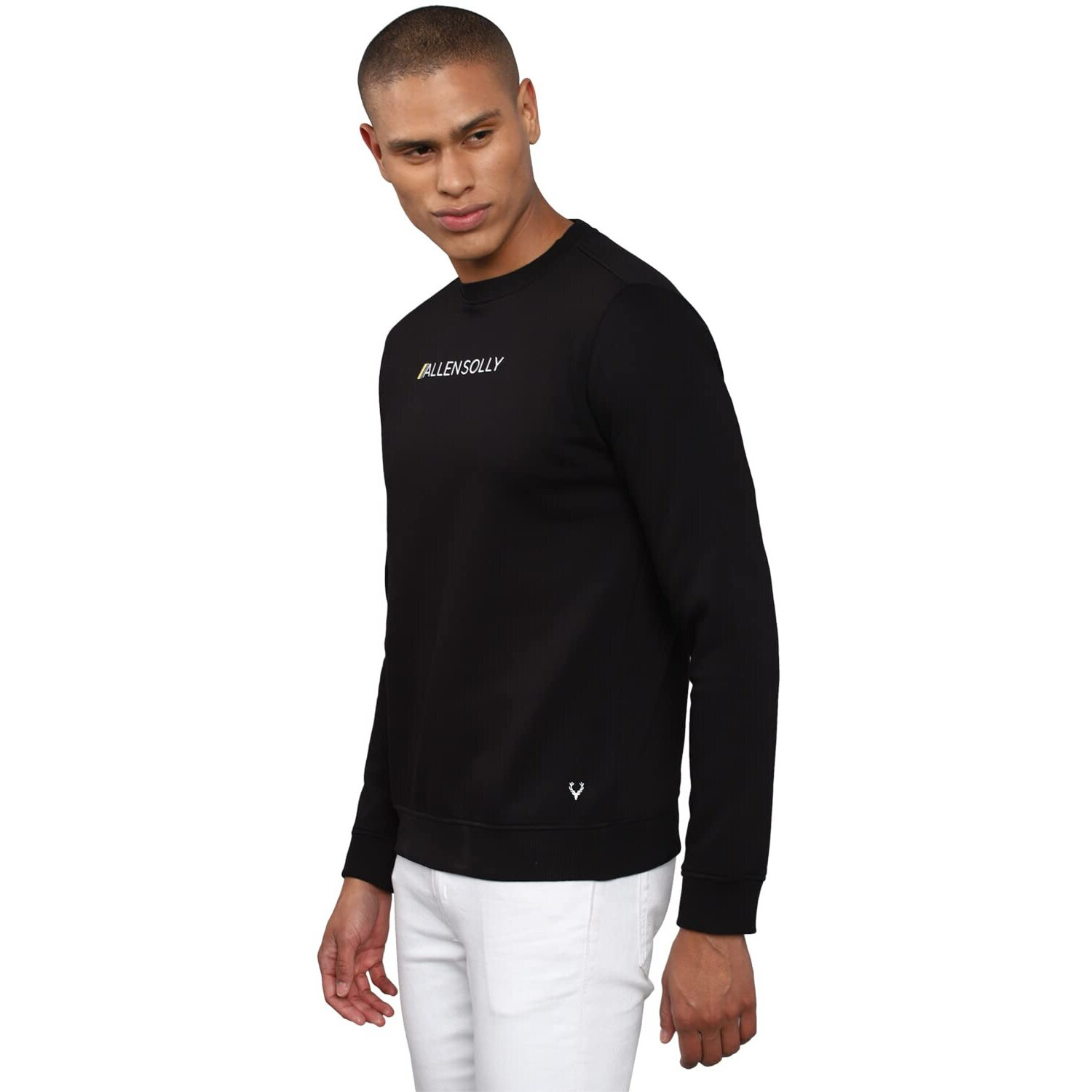 Allen Solly Men Cotton Regular Crew Neck Casual Sweatshirt Black, Medium