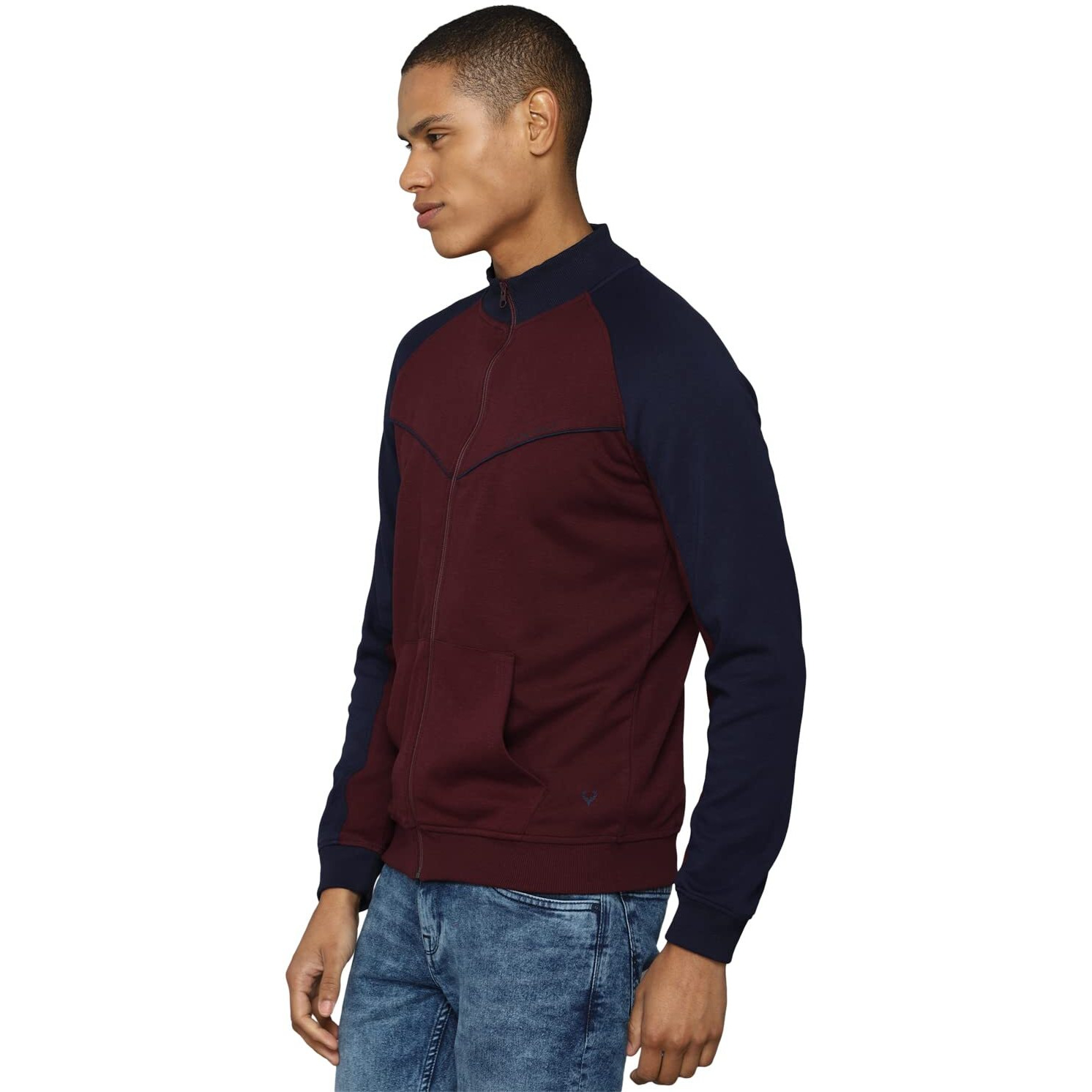 Allen Solly Men Cotton Regular High Neck Casual Sweatshirt Blue, Large