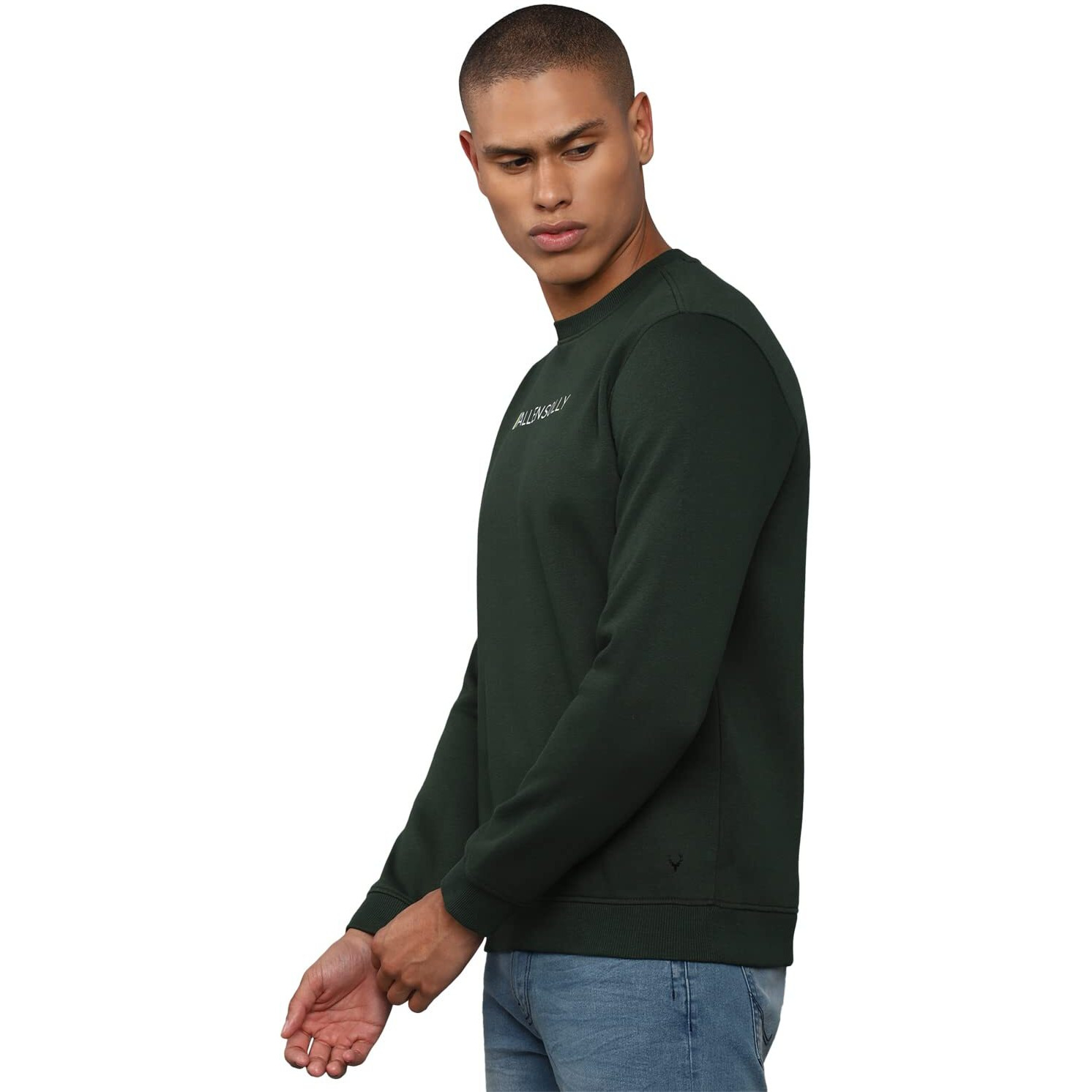 Allen Solly Men Cotton Regular Crew Neck Casual Sweatshirt Light Blue, Large