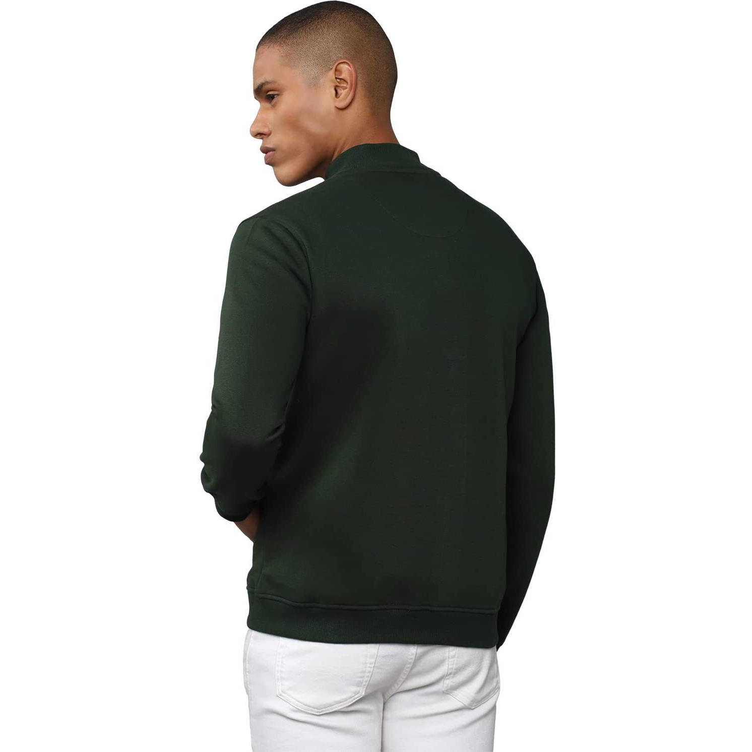 Allen Solly Men Cotton Regular Zipper Casual Sweatshirt Olive, XL