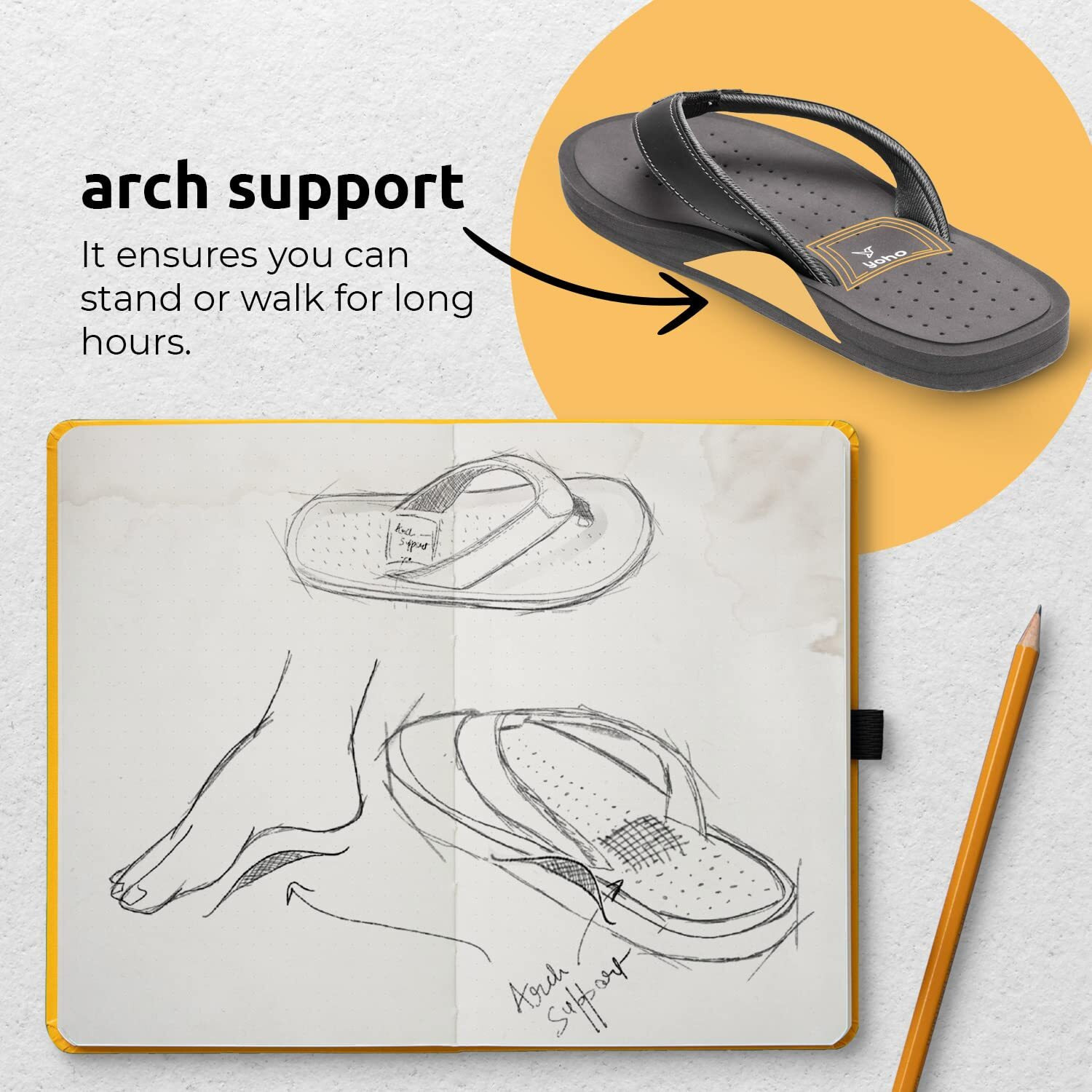 YOHO ArchFlex Men slippers with arch support |soft comfortable stylish and anti skid Men's Flip-Flops & Slippers in exciting color | Styles | Daily Use |ArchFlex | Classic Black - UK 10