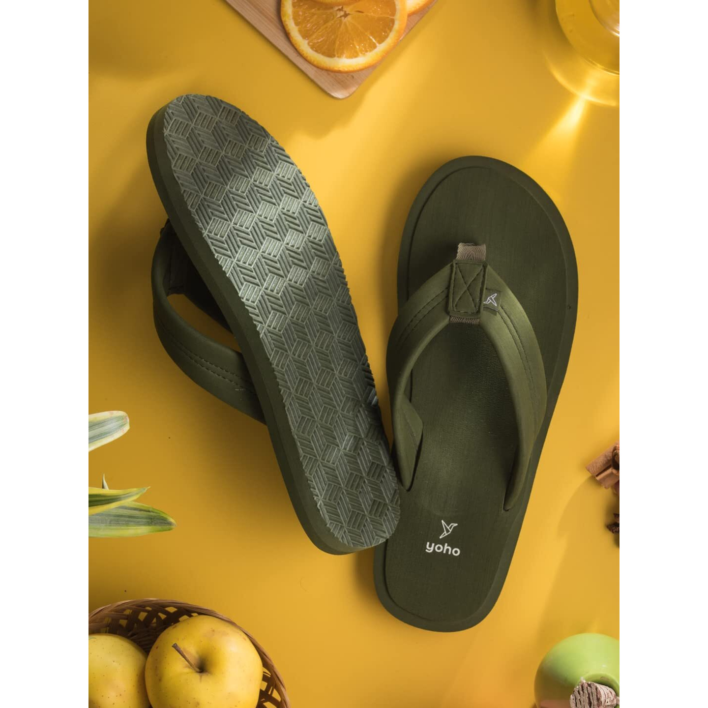 YOHO Bubble Men Olive soft slippers | comfortable and stylish flip flop slippers for Men in exciting colors | Daily Use| Lightweight | Anti Skid Chappal | Bubbles Size- 7