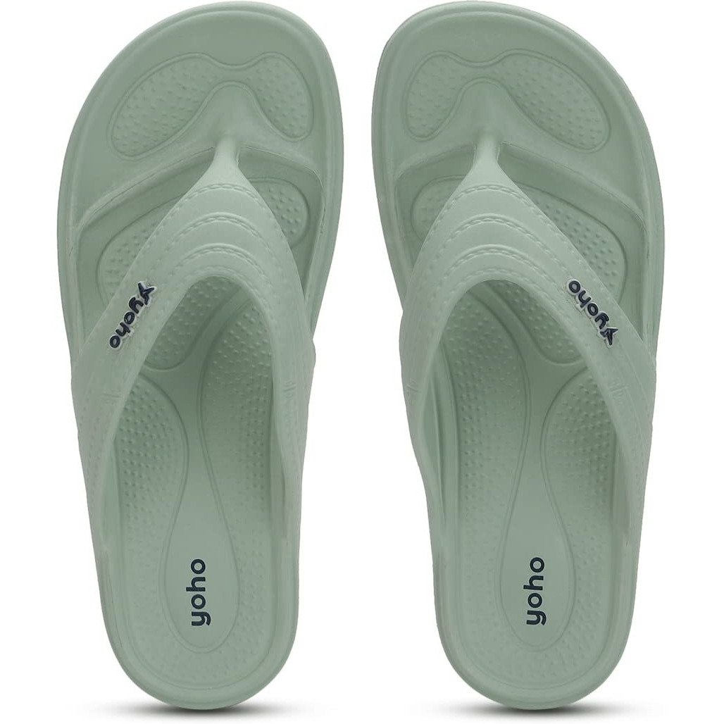 YOHO Drizzle Soft Slippers for Women | Mild Acupressure | Lightweight, Green UK9