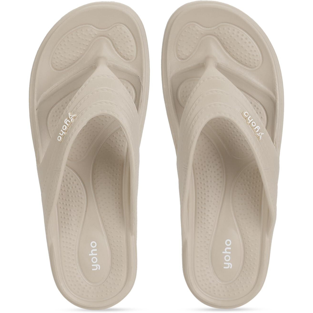 YOHO Drizzle Soft Slippers for Women | Mild Acupressure | Lightweight, Beige UK6