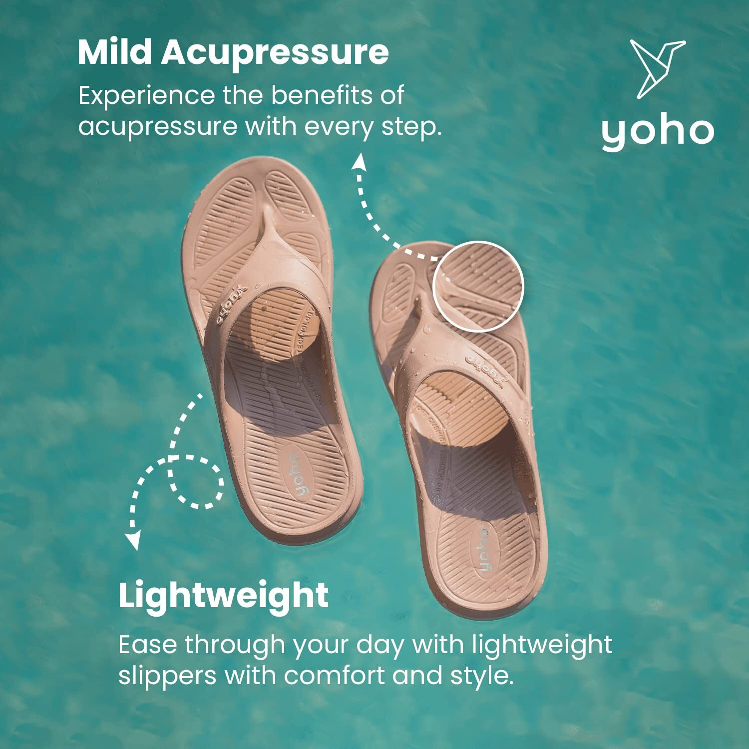 YOHO Drizzle Soft Slippers for Men | Mild Acupressure | Lightweight, Classic Black, UK 10