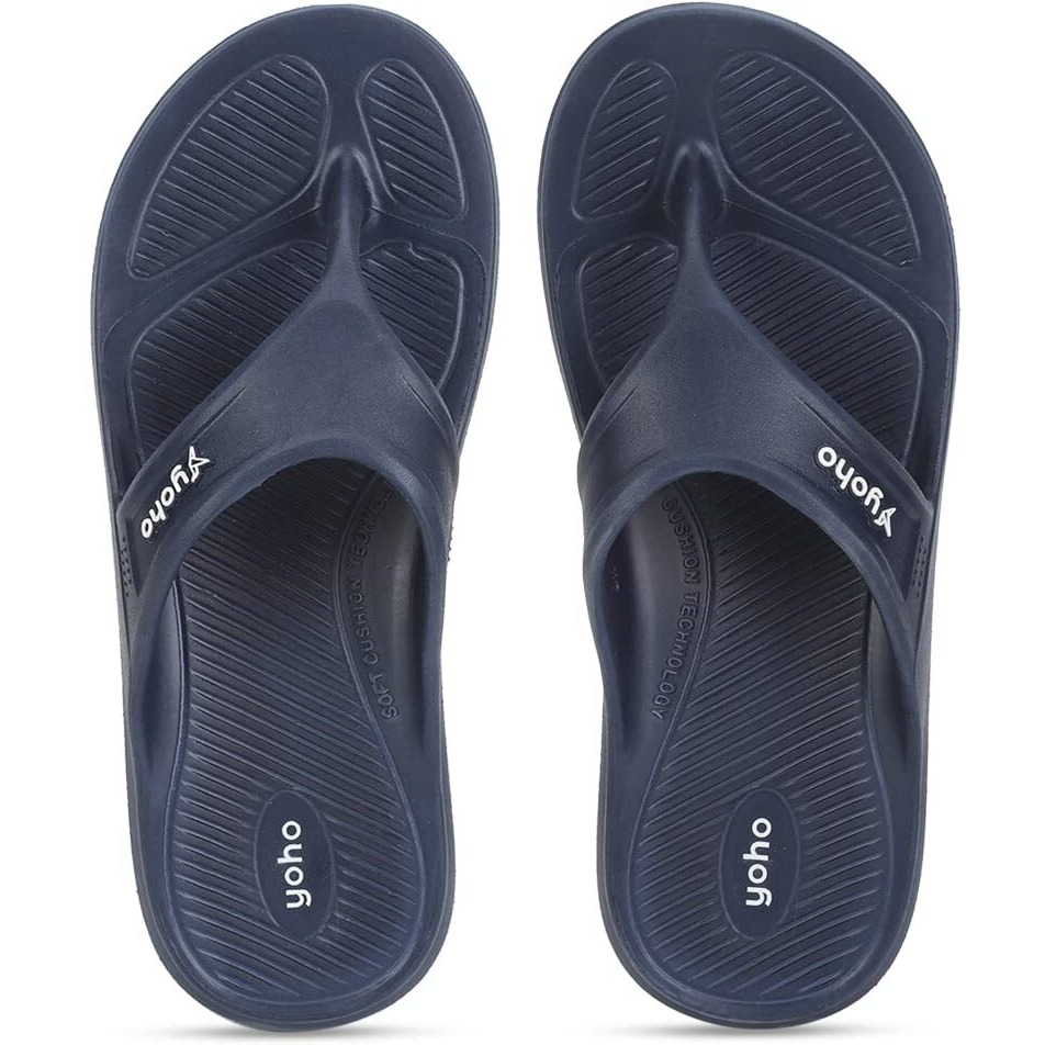 YOHO Drizzle Soft Slippers for Men | Mild Acupressure | Lightweight, Mystery Blue, UK 11
