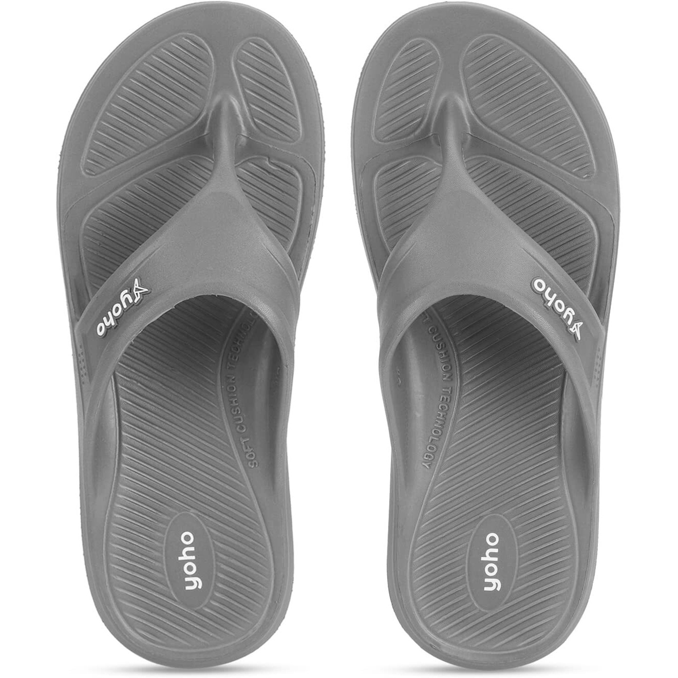 YOHO Drizzle Soft Slippers for Men | Mild Acupressure | Lightweight, Monsoon Grey, UK 10