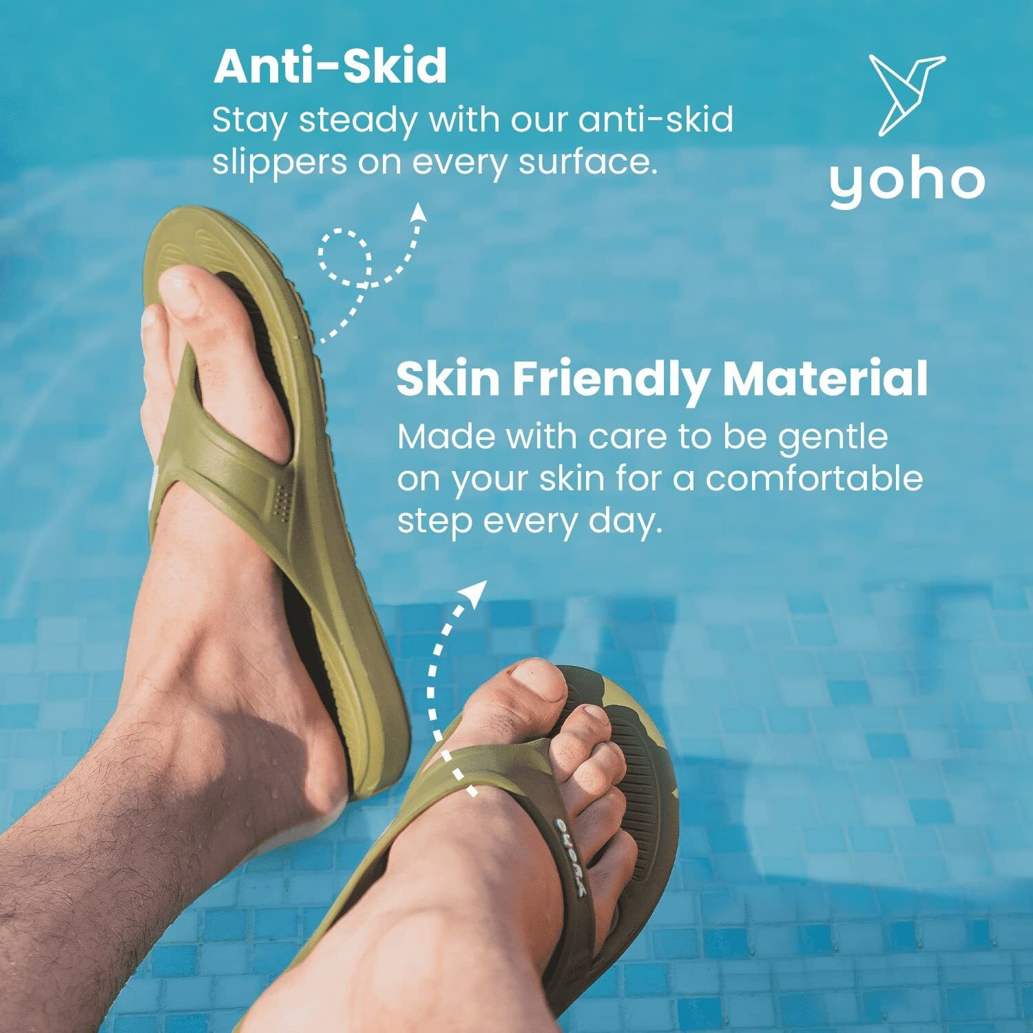 YOHO Drizzle Soft Slippers for Men | Mild Acupressure | Lightweight, Beige, UK 10
