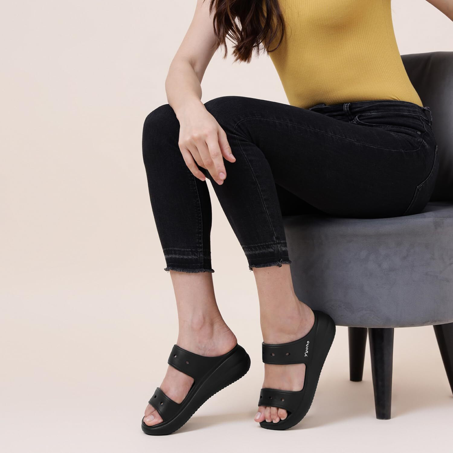 YOHO Double Strap Clog Sandals for Women | Cushioned Footwear | Lightweight | Waterproof Sandals for Women