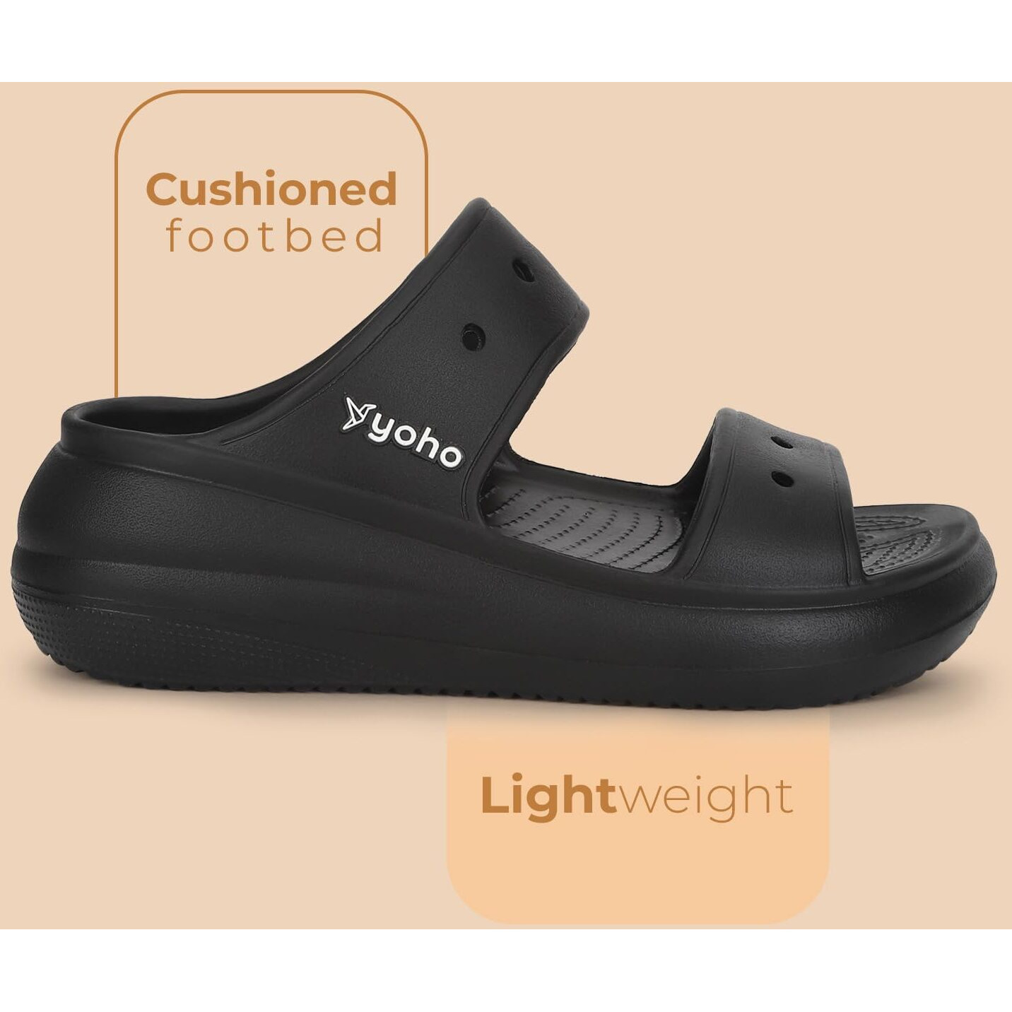 YOHO Double Strap Clog Sandals for Women | Cushioned Footwear | Lightweight | Waterproof Sandals for Women