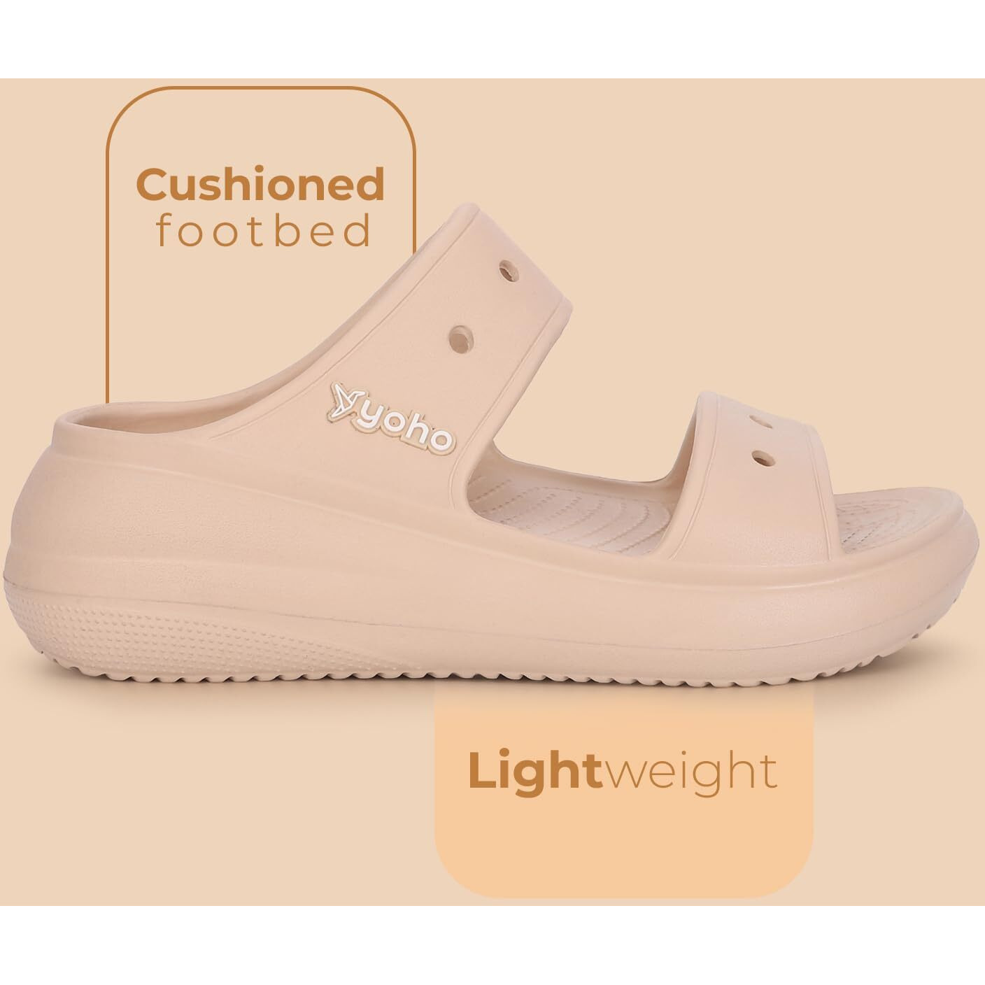 YOHO Double Strap Clog Sandals for Women | Cushioned Footwear | Lightweight | Waterproof Sandals for Women