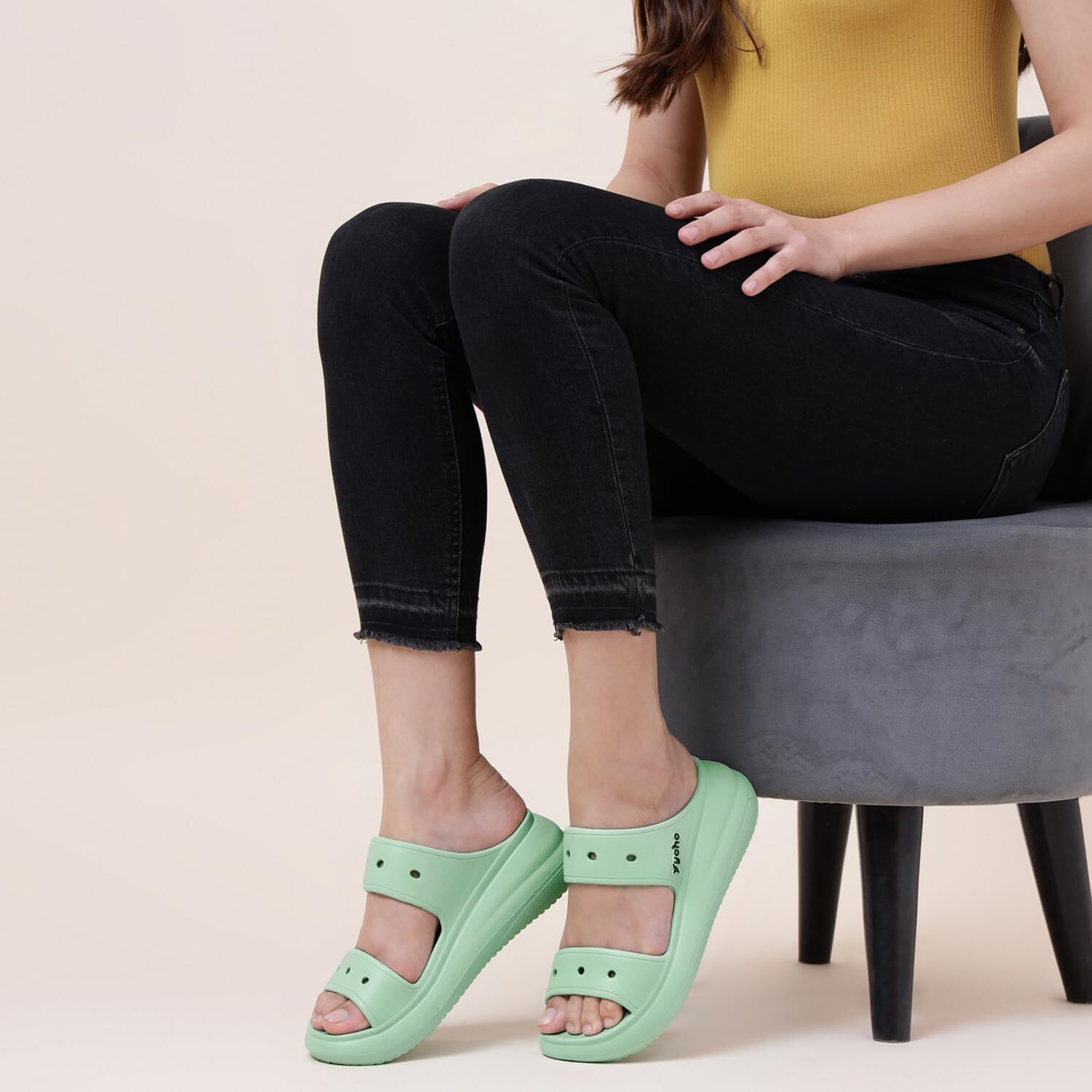 YOHO Double Strap Clog Sandals for Women | Cushioned Footwear | Lightweight | Waterproof Sandals for Women